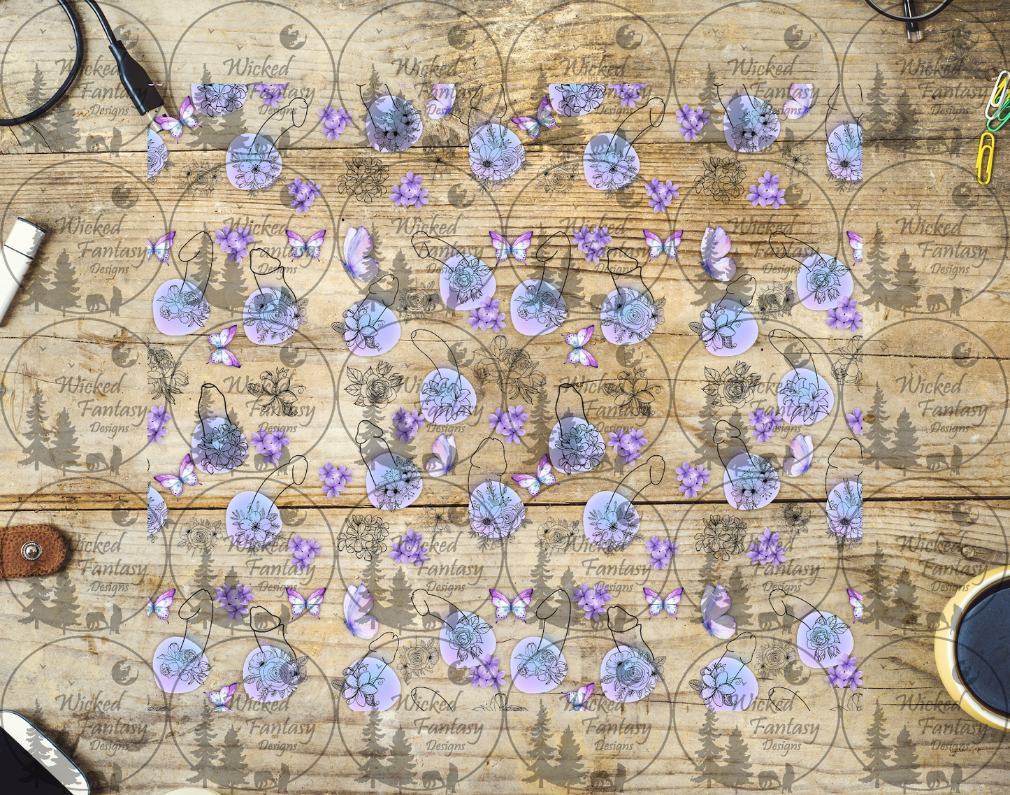 UVDTF Pastel Peens and Butterflies 20oz 30oz 10"x10"