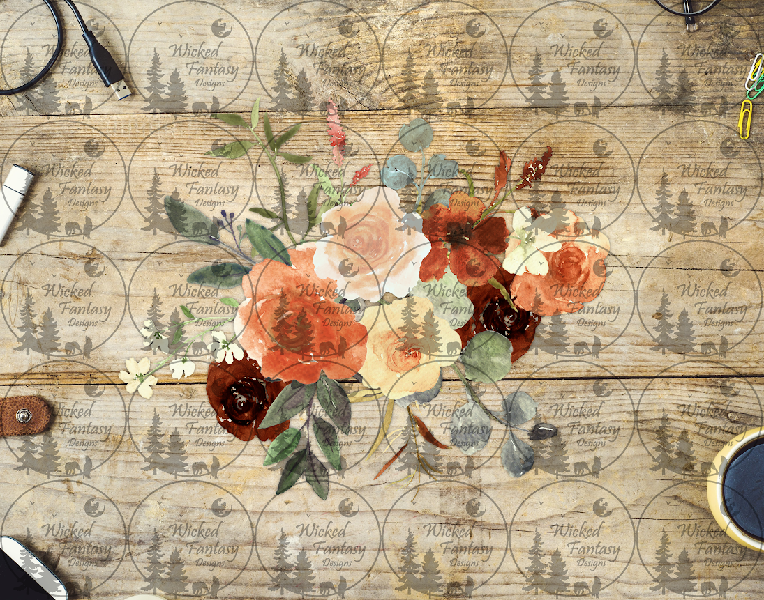 UVDTF Brown Cream Peach and Tan Floral Arrangement