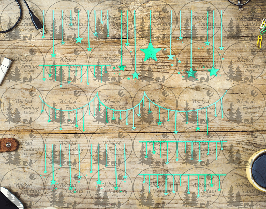 UVDTF Teal Hanging Stars 11x11" Element