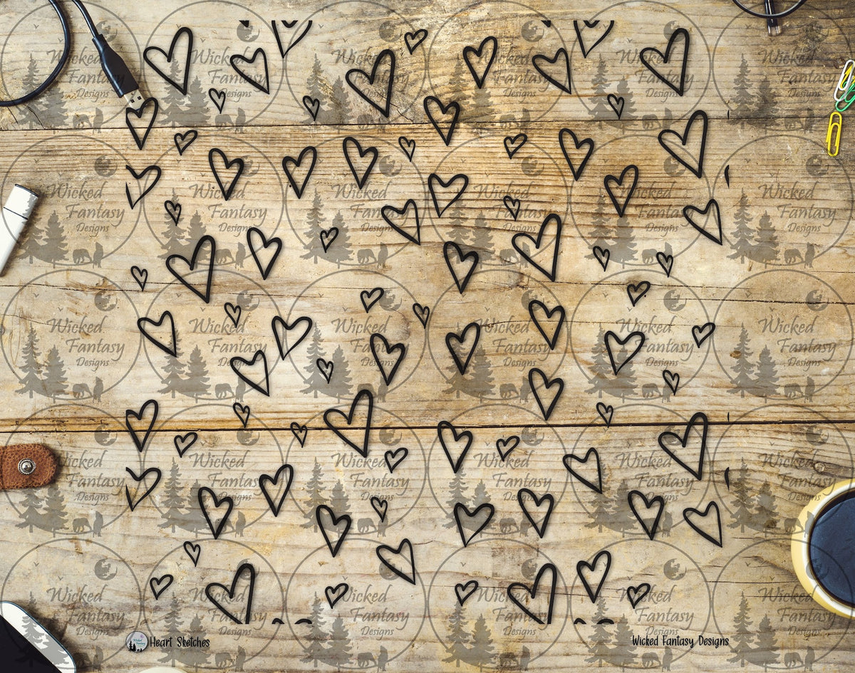 UVDTF Heart Sketches 20oz 30oz 10"x10"
