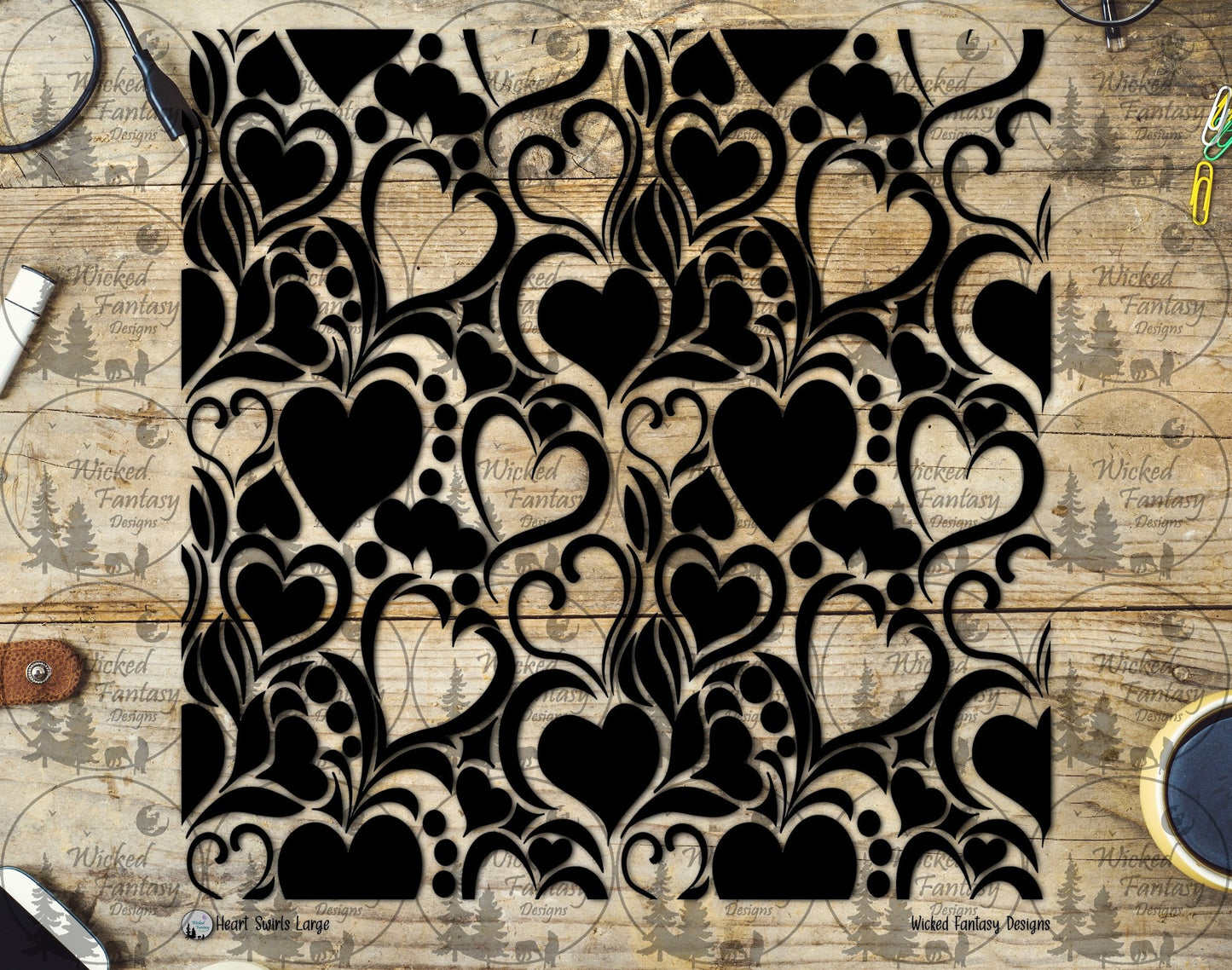 UVDTF Heart Swirls Large 20oz 30oz 10"x10"