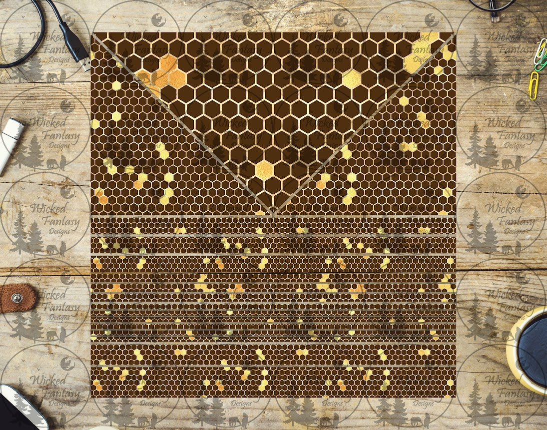 UVDTF Honeycomb Triangles and Striping 20oz 30oz 10"x10" Element Sheet