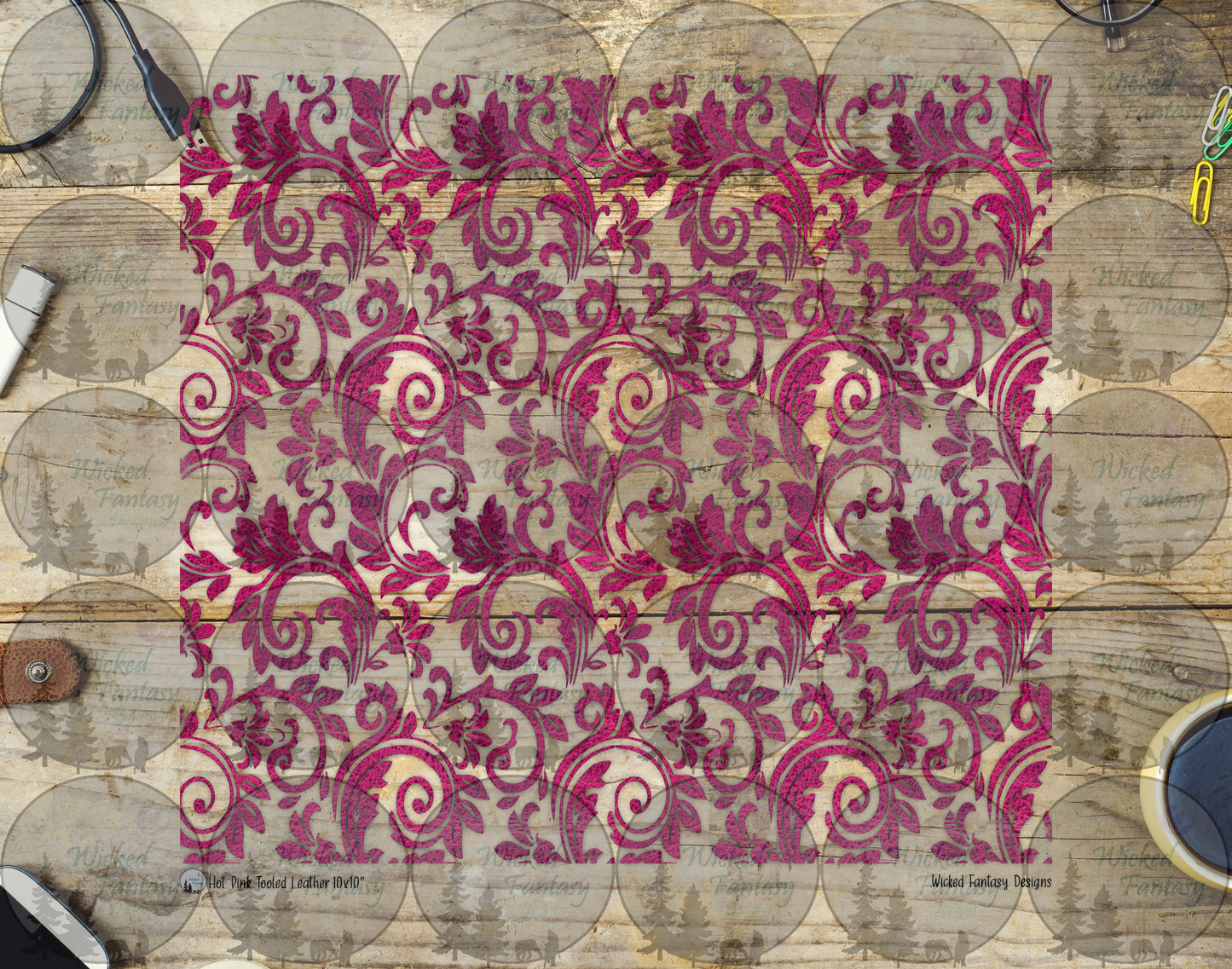 UVDTF Hot Pink Textured Tooled Leather 20oz 30oz 10"x10"