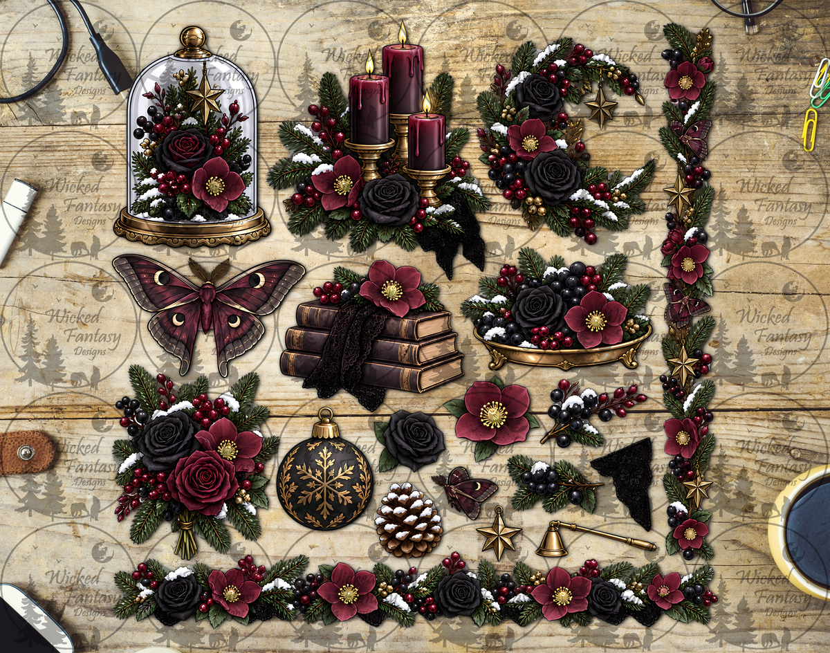 UVDTF Burgundy Winter Moth Multimedia Element Sheet