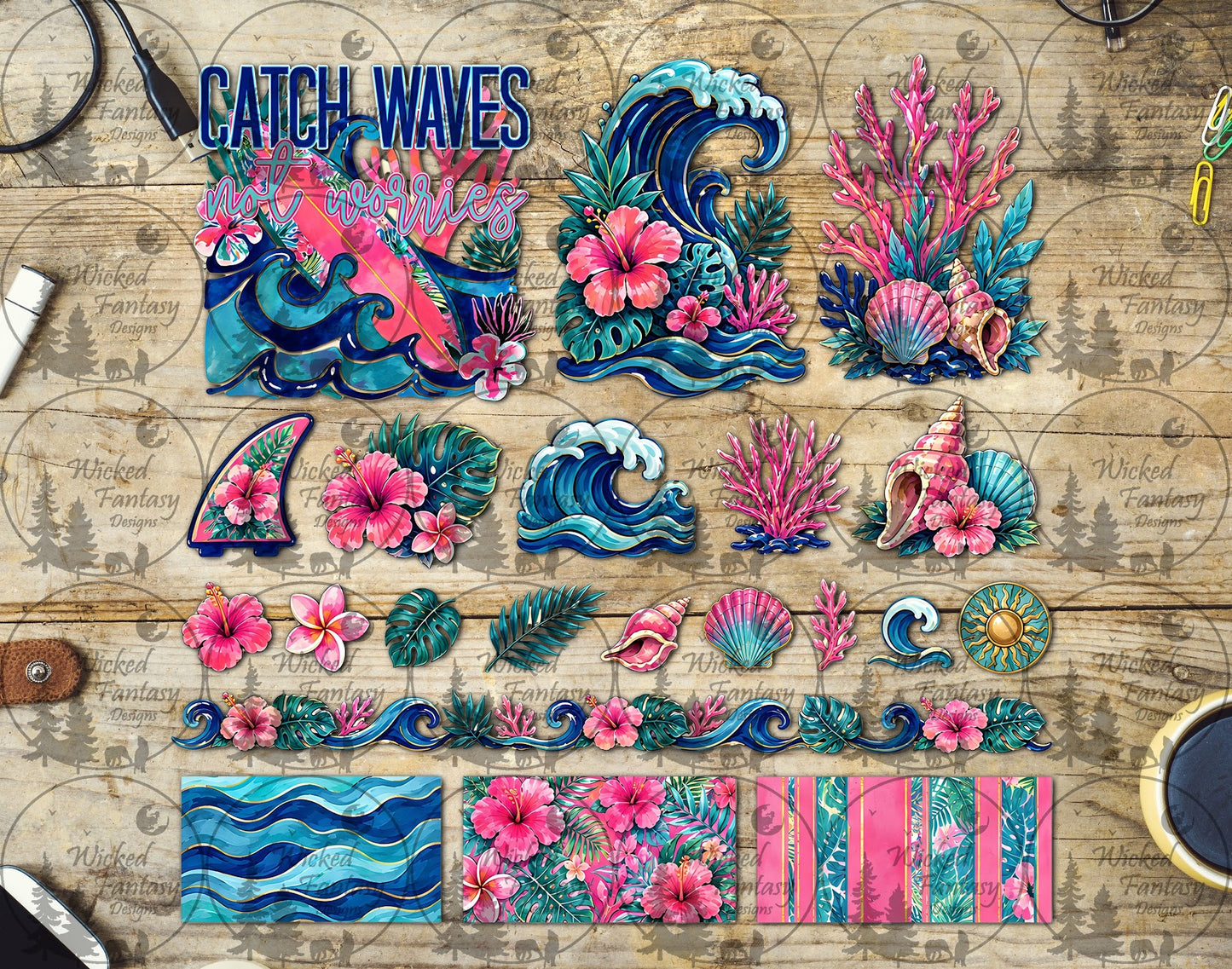 UVDTF Catch Waves Not Worries Multimedia Element Sheet