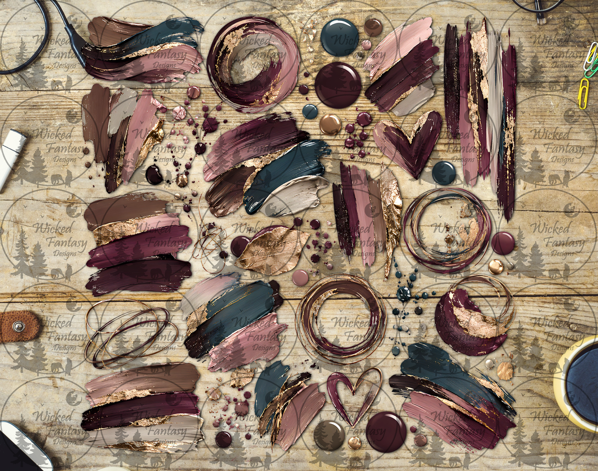 UVDTF Mauve and Teal Brush Strokes Element Sheet