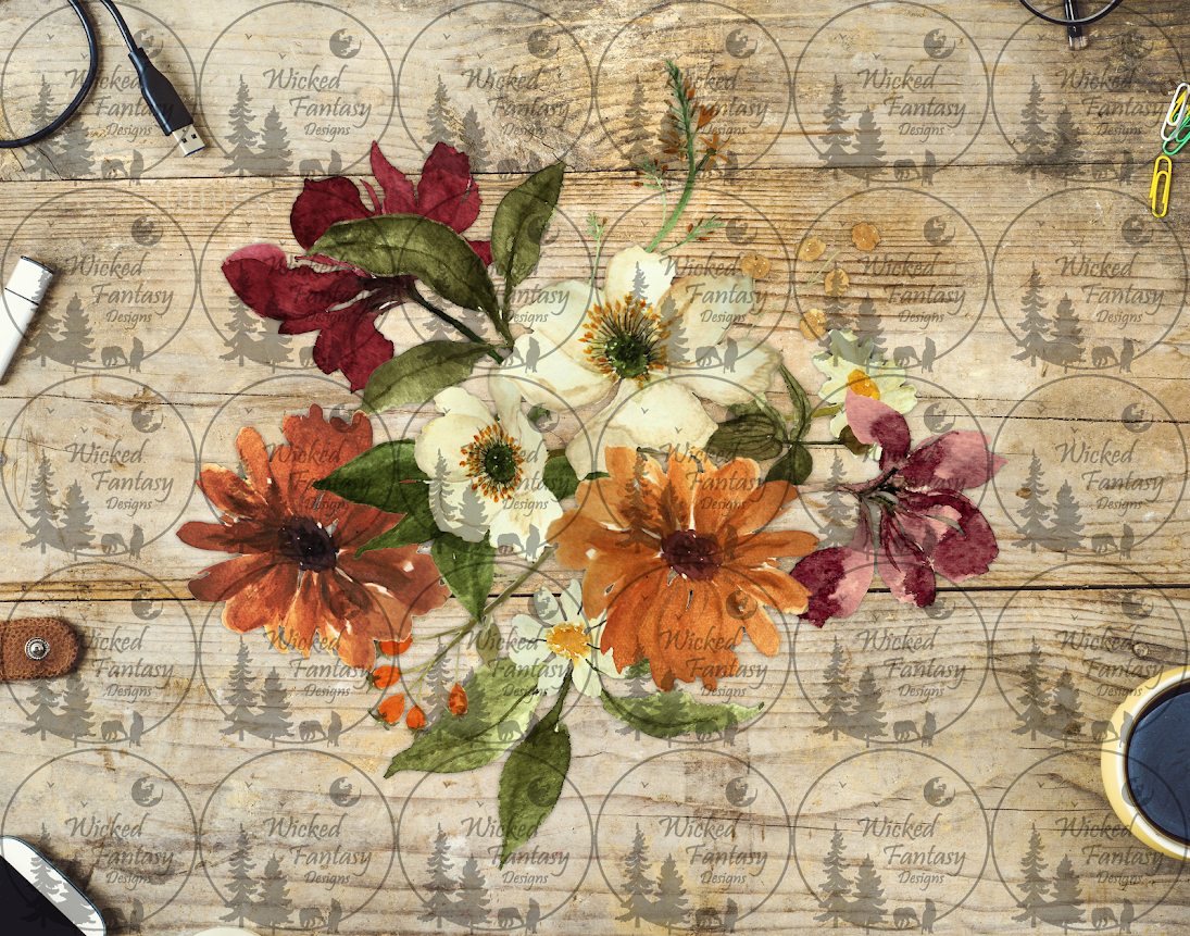 UVDTF Rust and Cream Floral Arrangement