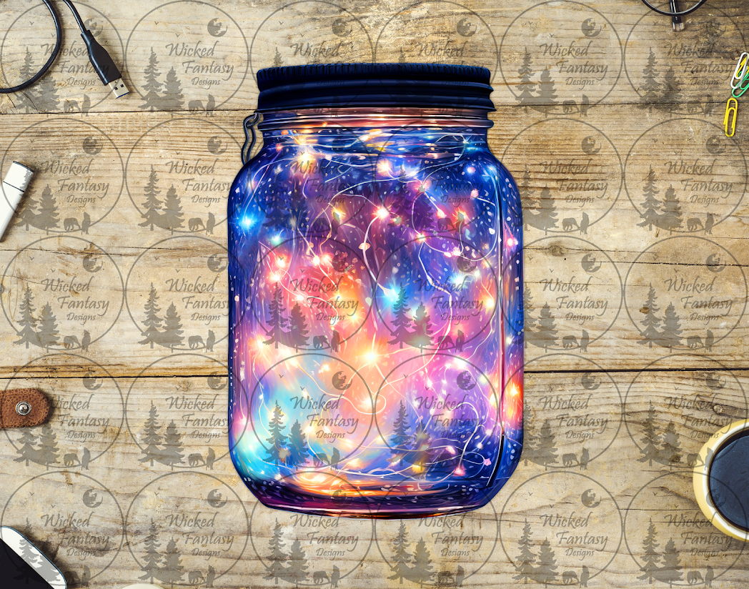 UVDTF Pink and Blue Fairy Lit Mason Jar