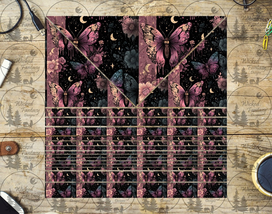 UVDTF Mauve Butterfly Triangles and Striping 20oz 30oz 10"x10" Element