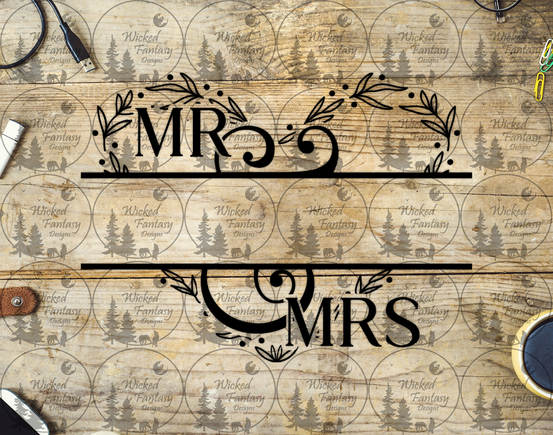 UVDTF Mr & Mrs Monogram with Heart Wreath