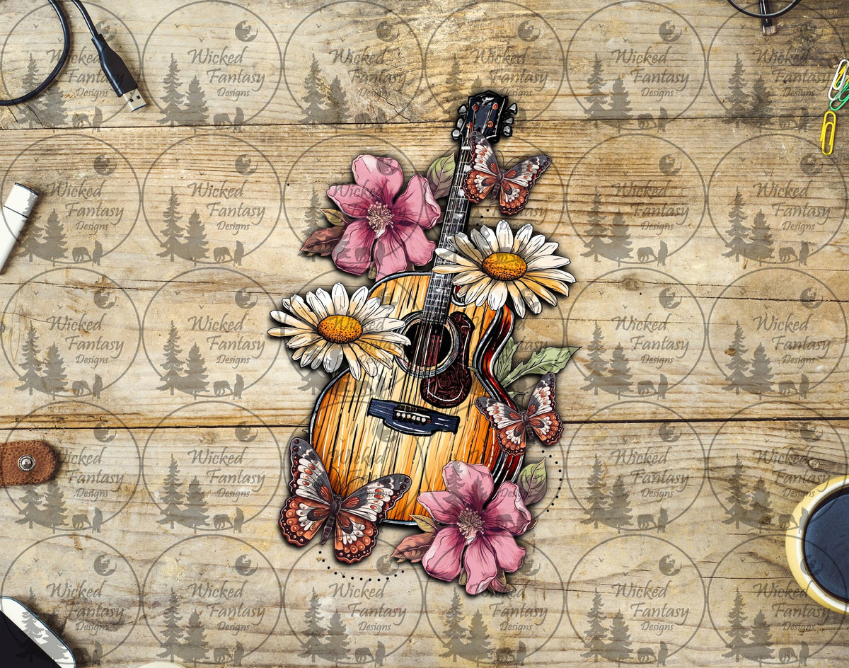 UVDTF Guitar and Butterflies