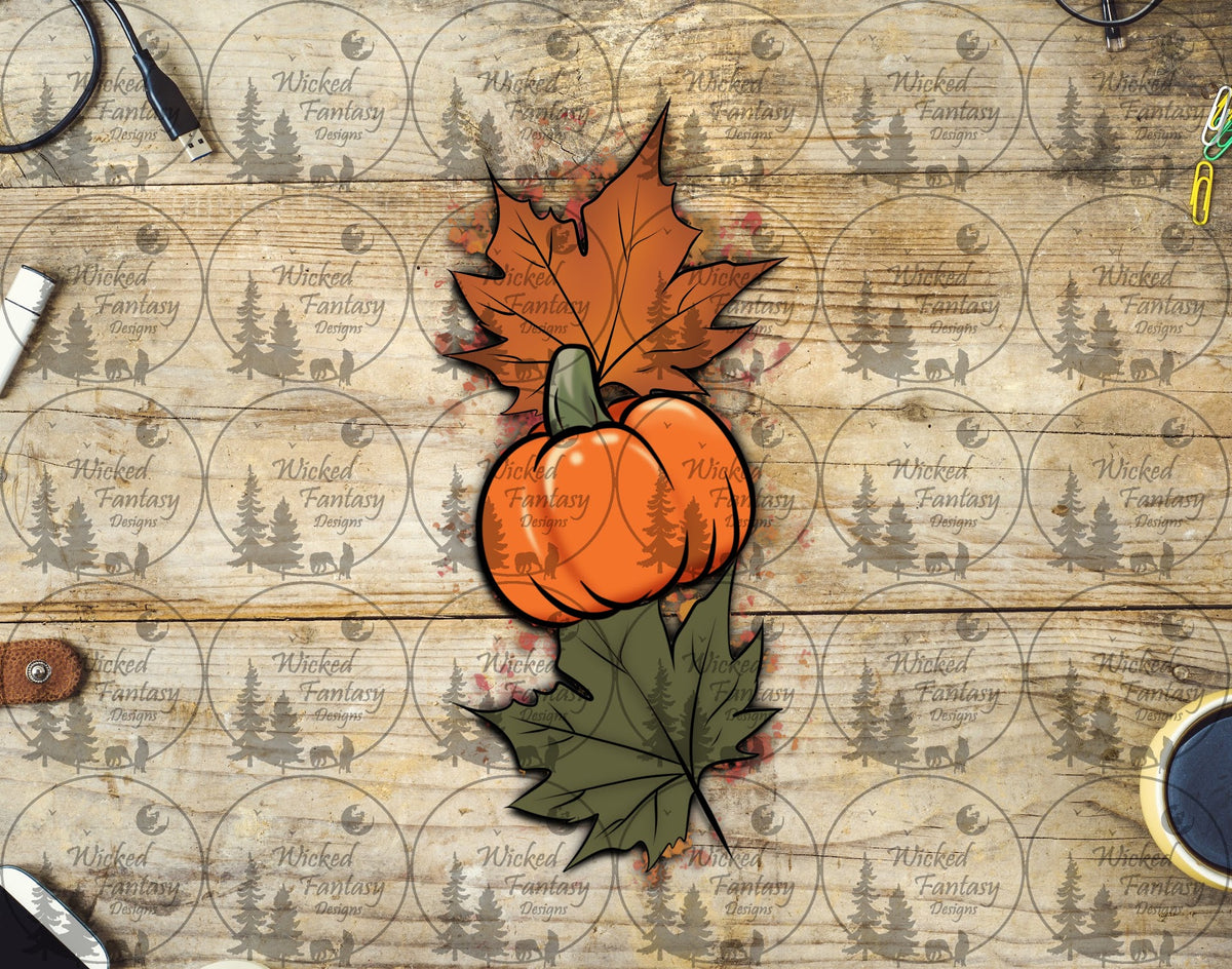 UVDTF Leaves and Pumpkin Vertical Element
