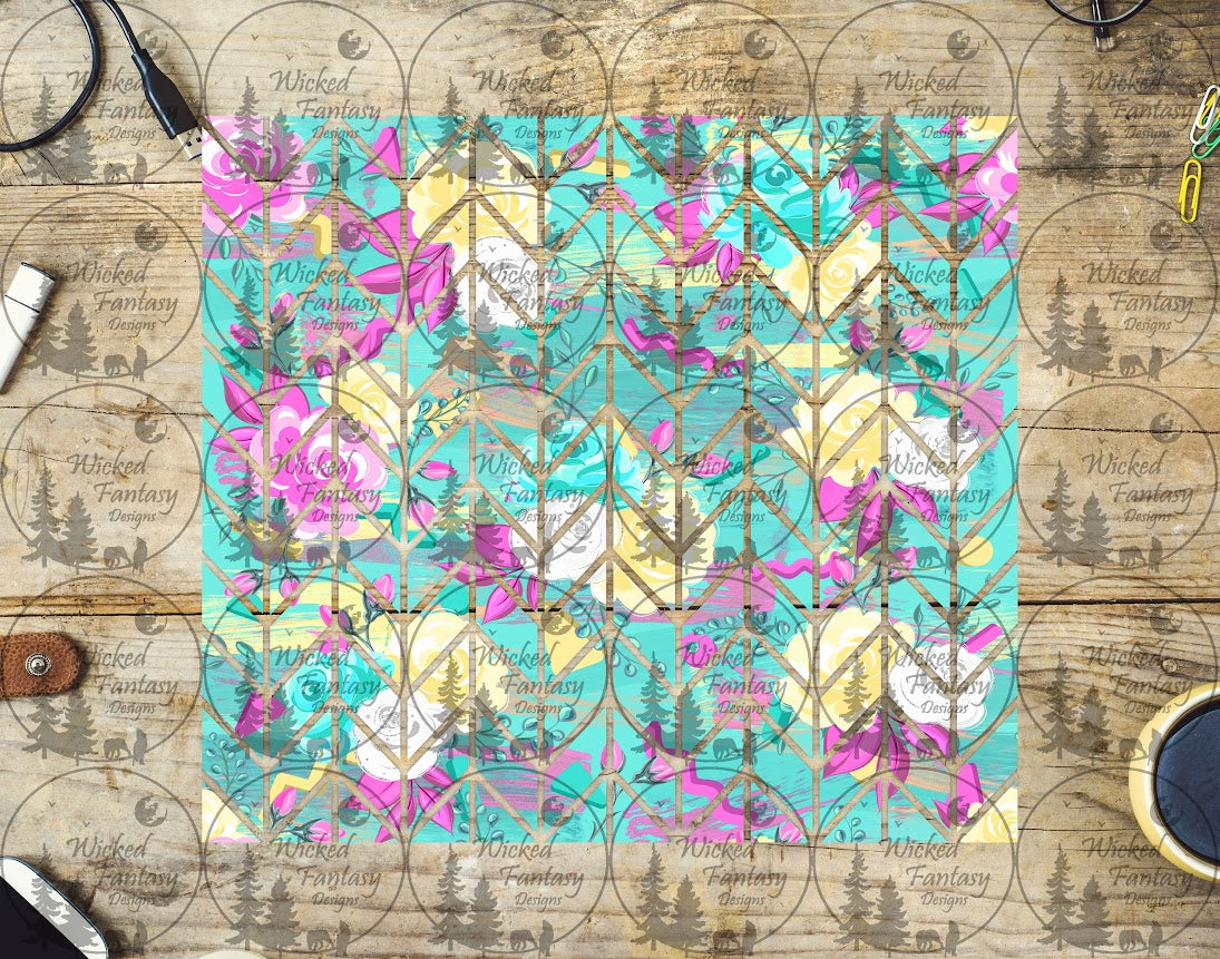 UVDTF Zig Zag Roses Tangram 20oz 30oz 10"x10" Element Sheet