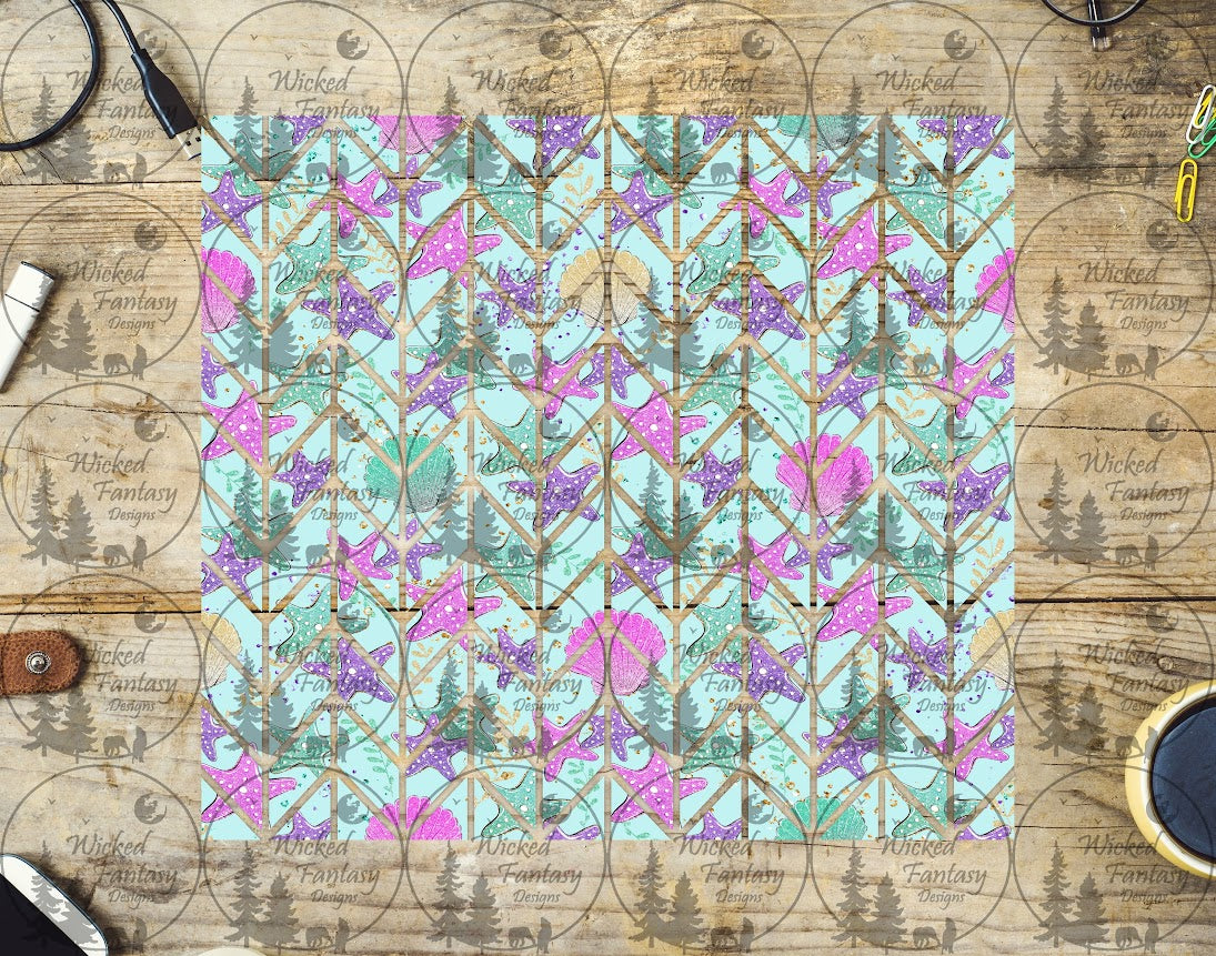 UVDTF Seashells and Stars Tangram 20oz 30oz 10"x10" Element Sheet
