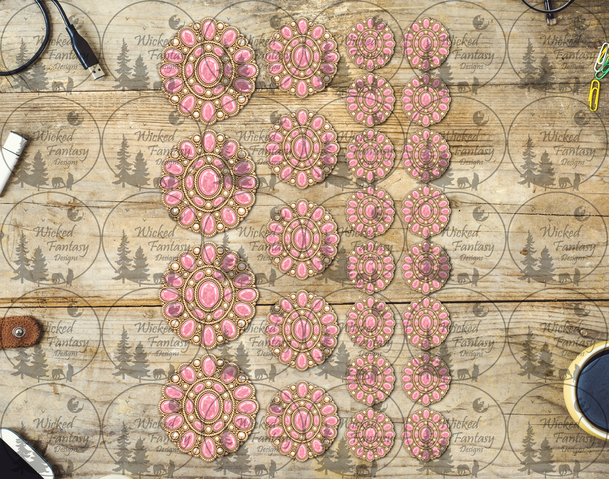 UVDTF Light Pink Conchos Elements 11" x 6"