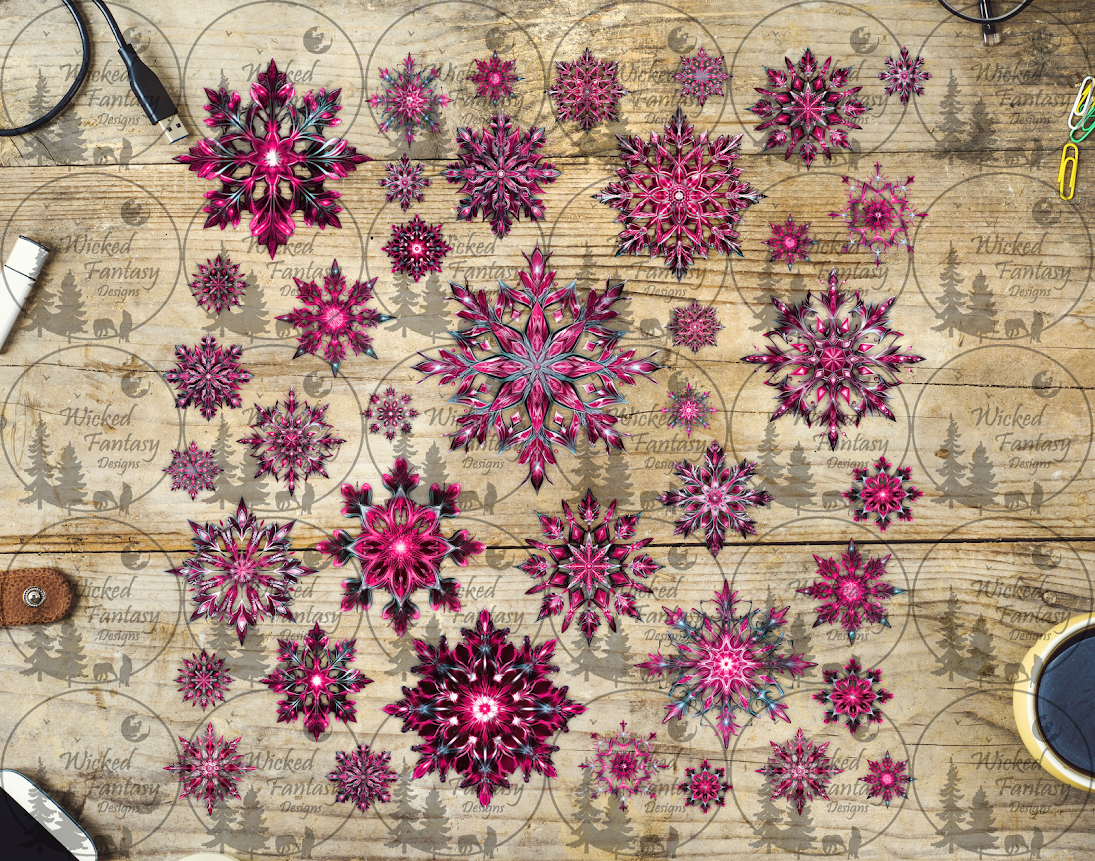 UVDTF Magenta Snowflakes 12x12"