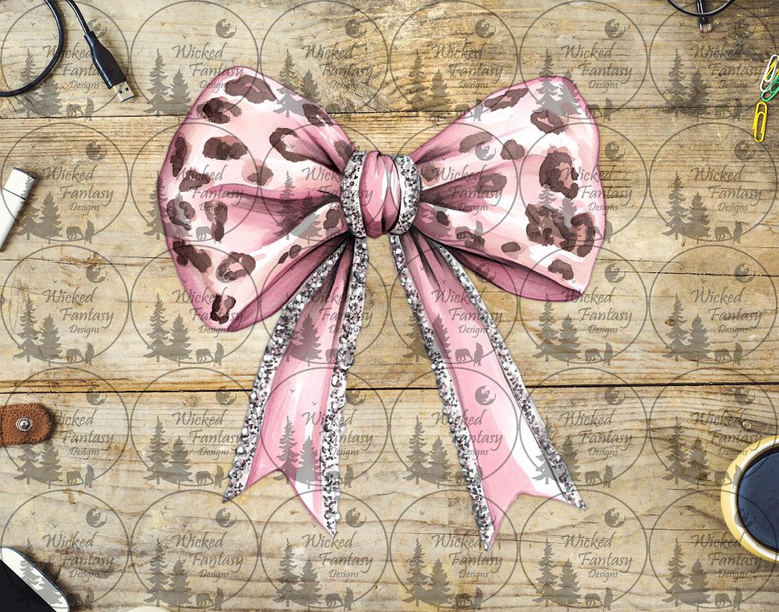 UVDTF Pink Leopard Print Bow