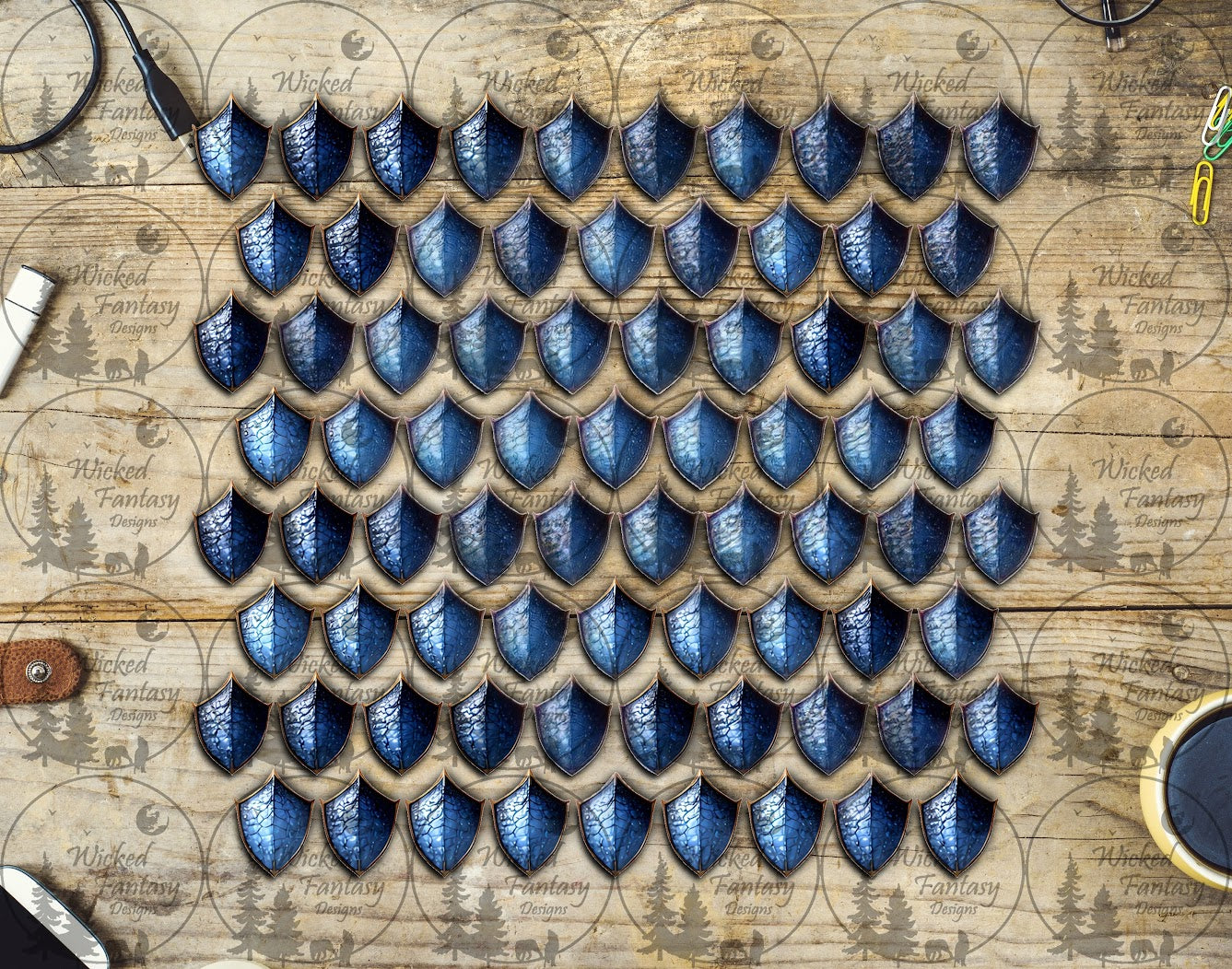UVDTF Blue Gradient Dragon Scales 11x11" Element Sheet