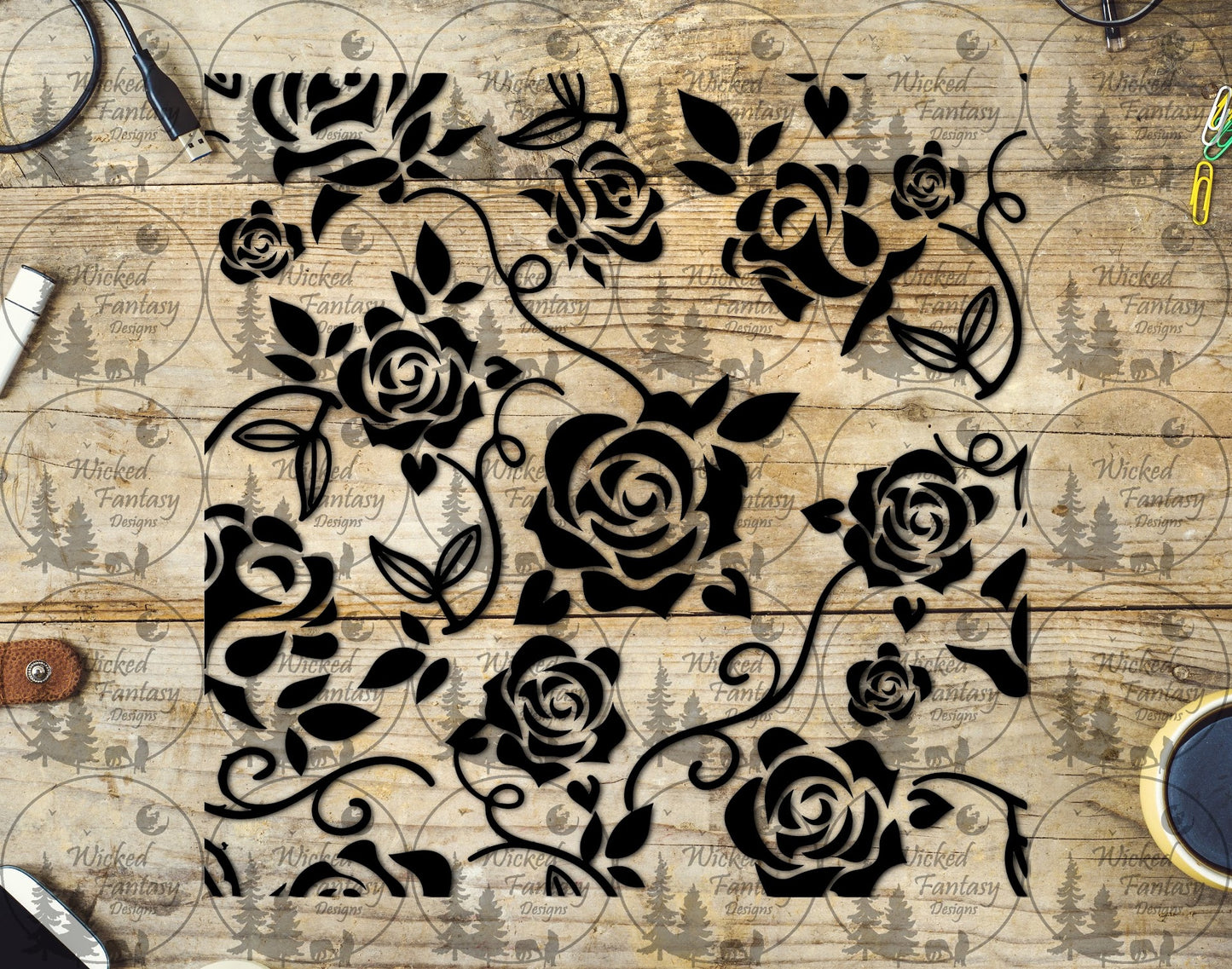 UVDTF Rose Vines 20oz 30oz 10"x10"