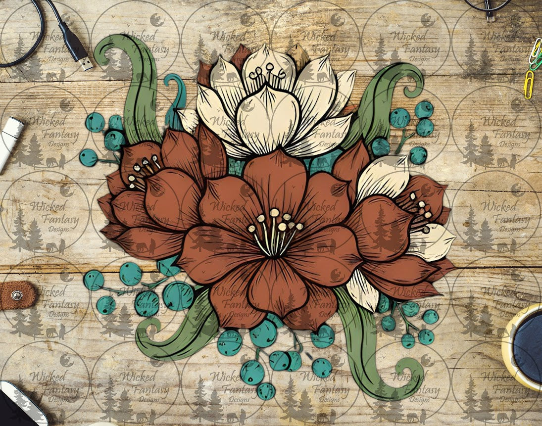UVDTF Ivory and Rust Western Cactus Floral