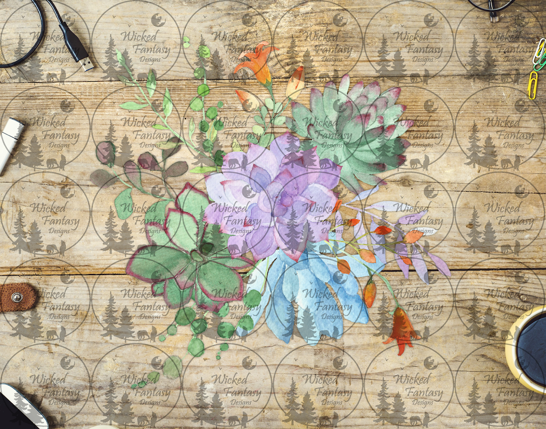 UVDTF Lavender and Green Succulents