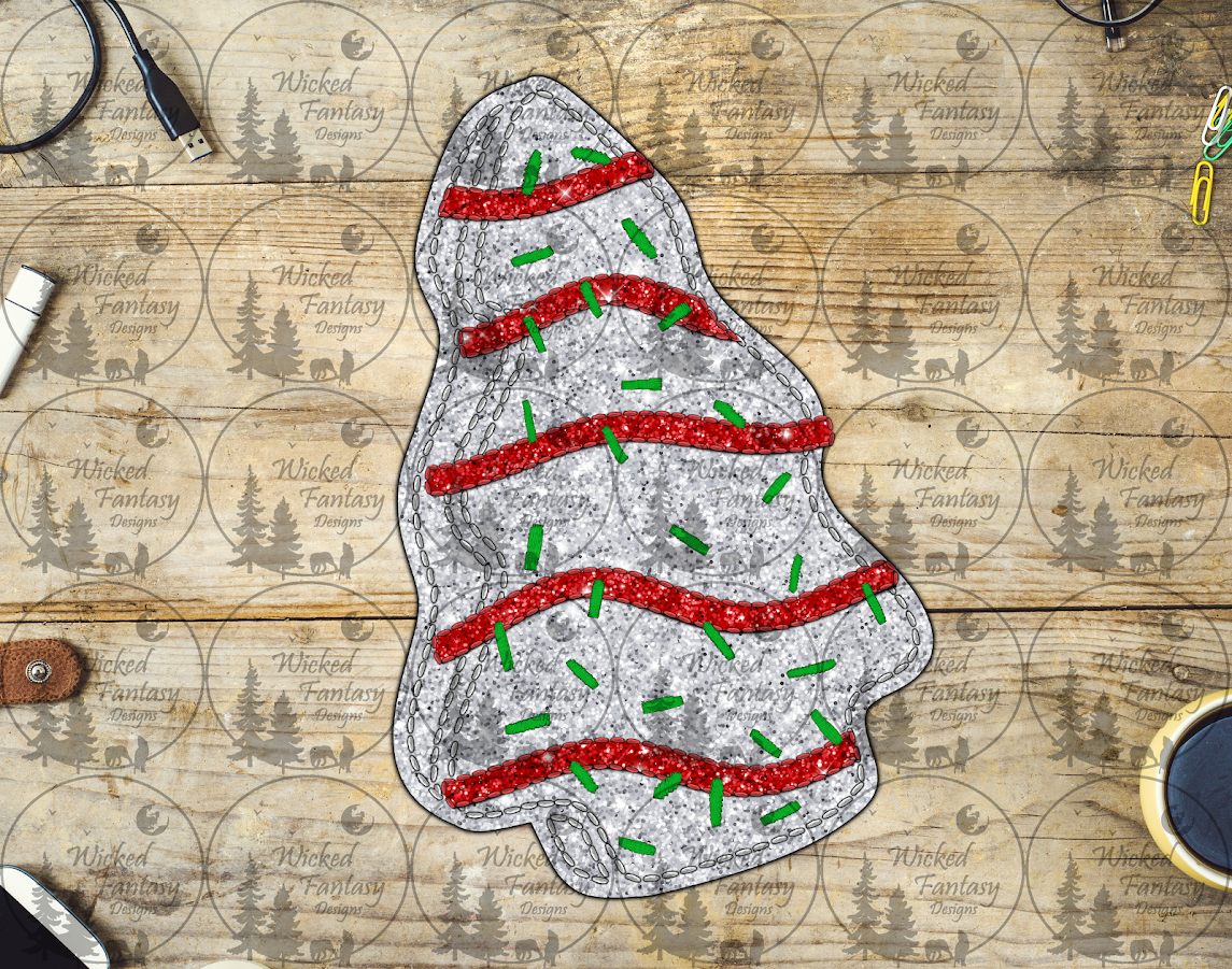 UVDTF Faux Sequin Tree Cake with Stitching