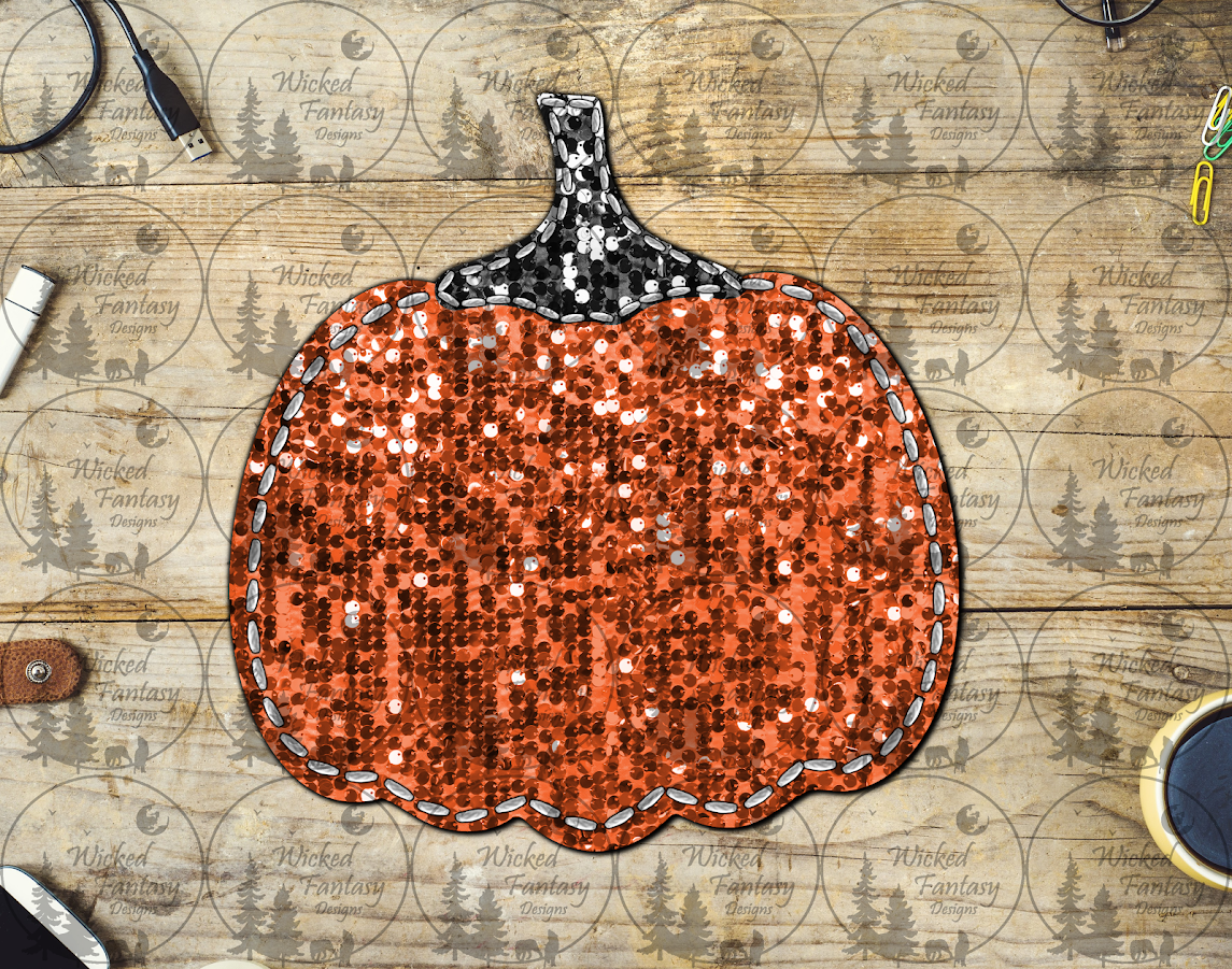 UVDTF Faux Sequin Orange Pumpkin