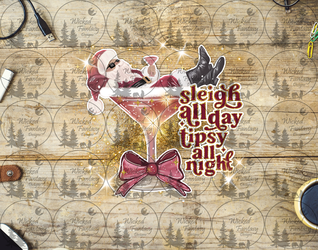 UVDTF Santa Sleigh All Day Tipsy All Night