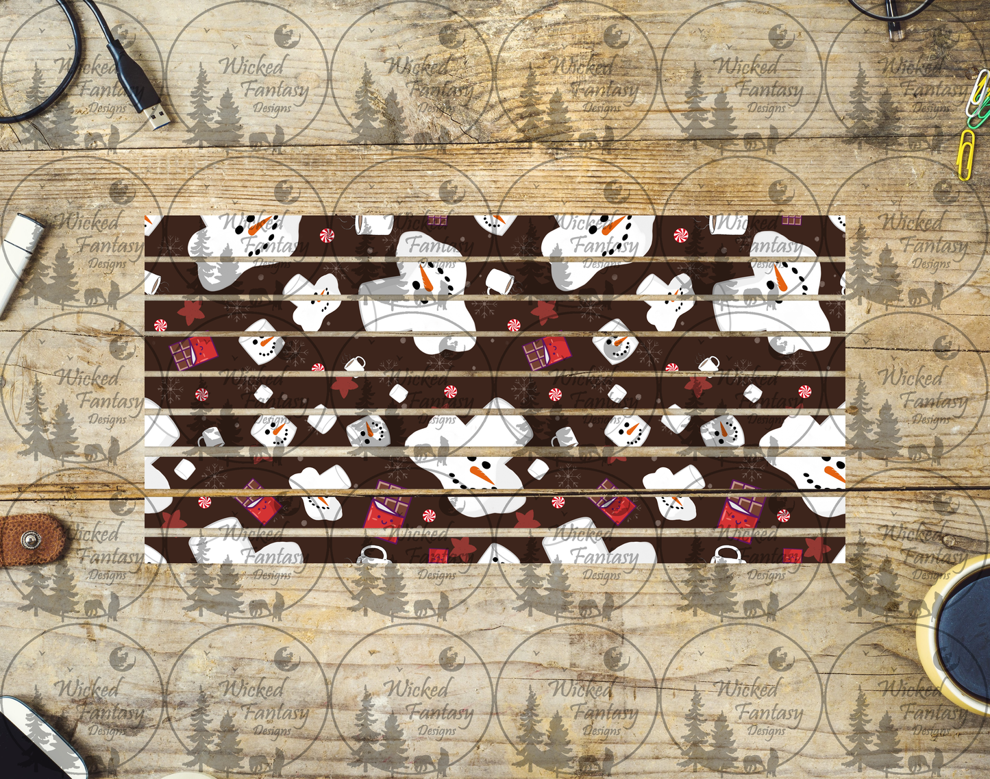 UVDTF Snowman Hot Cocoa Stripes 6x12" Striping element
