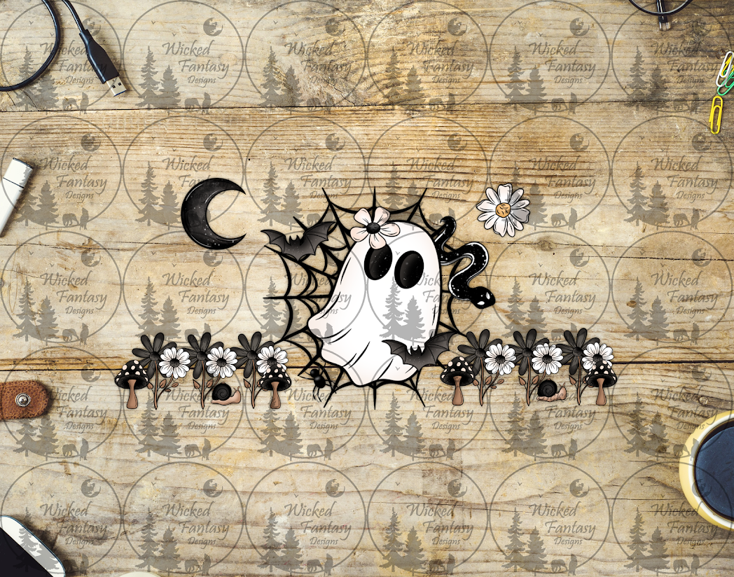 UVDTF Ghost with Daisies and Mushrooms