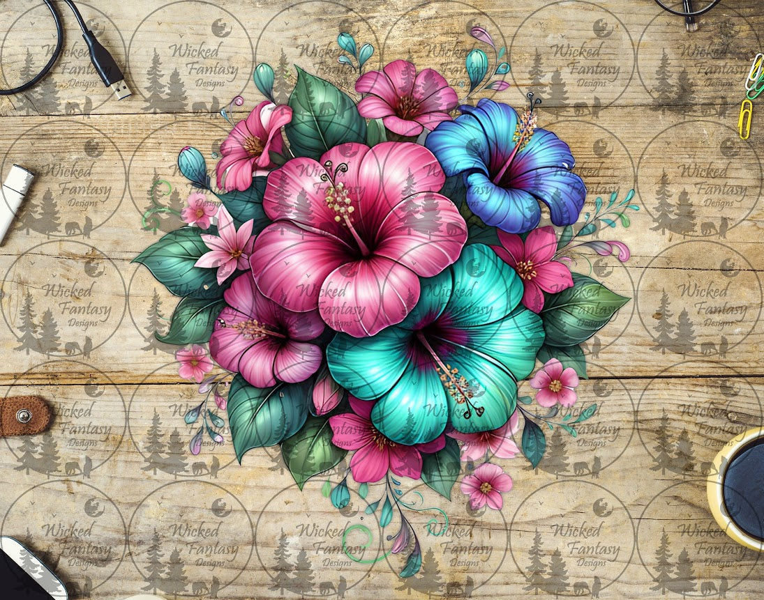 UVDTF Hibiscus Floral Bouquet