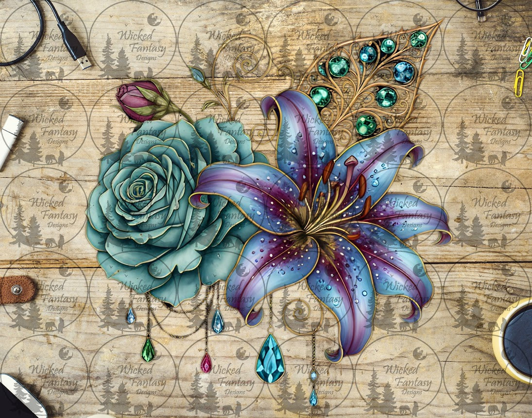 UVDTF Gilded Teal Violet Florals