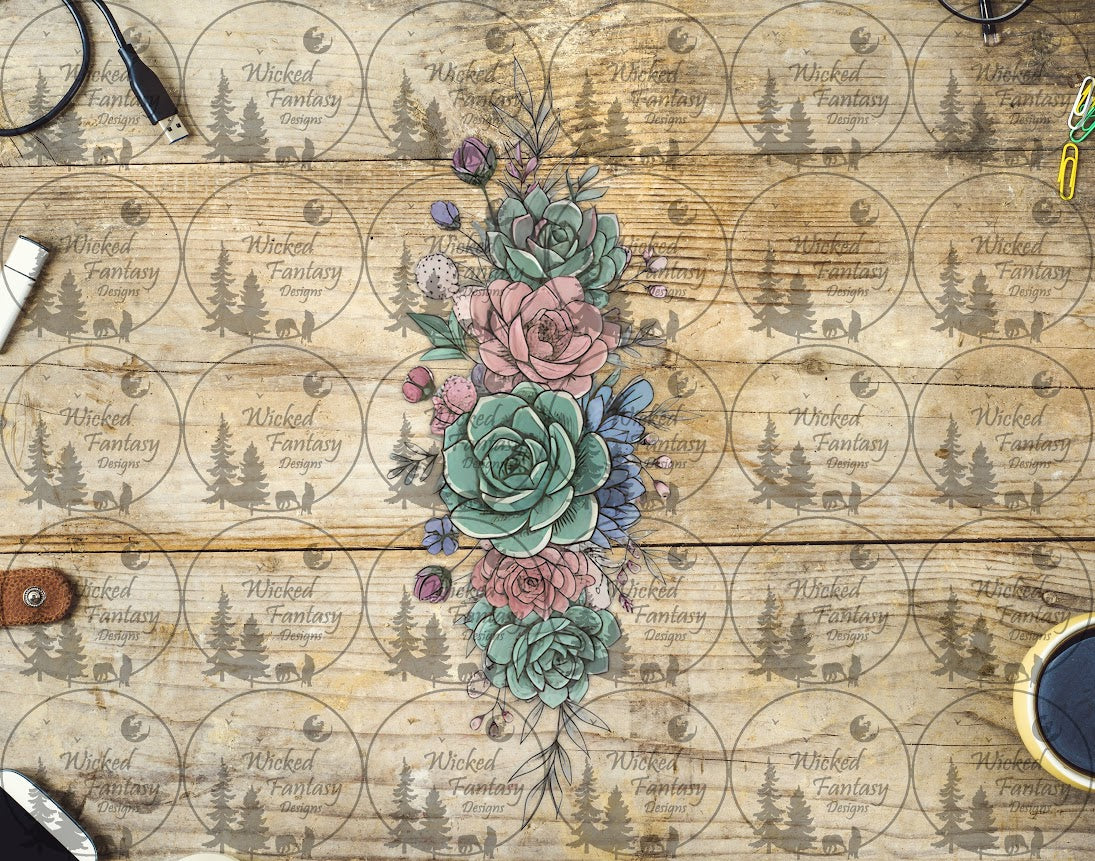 UVDTF Pink and Green Succulents Vertical Element