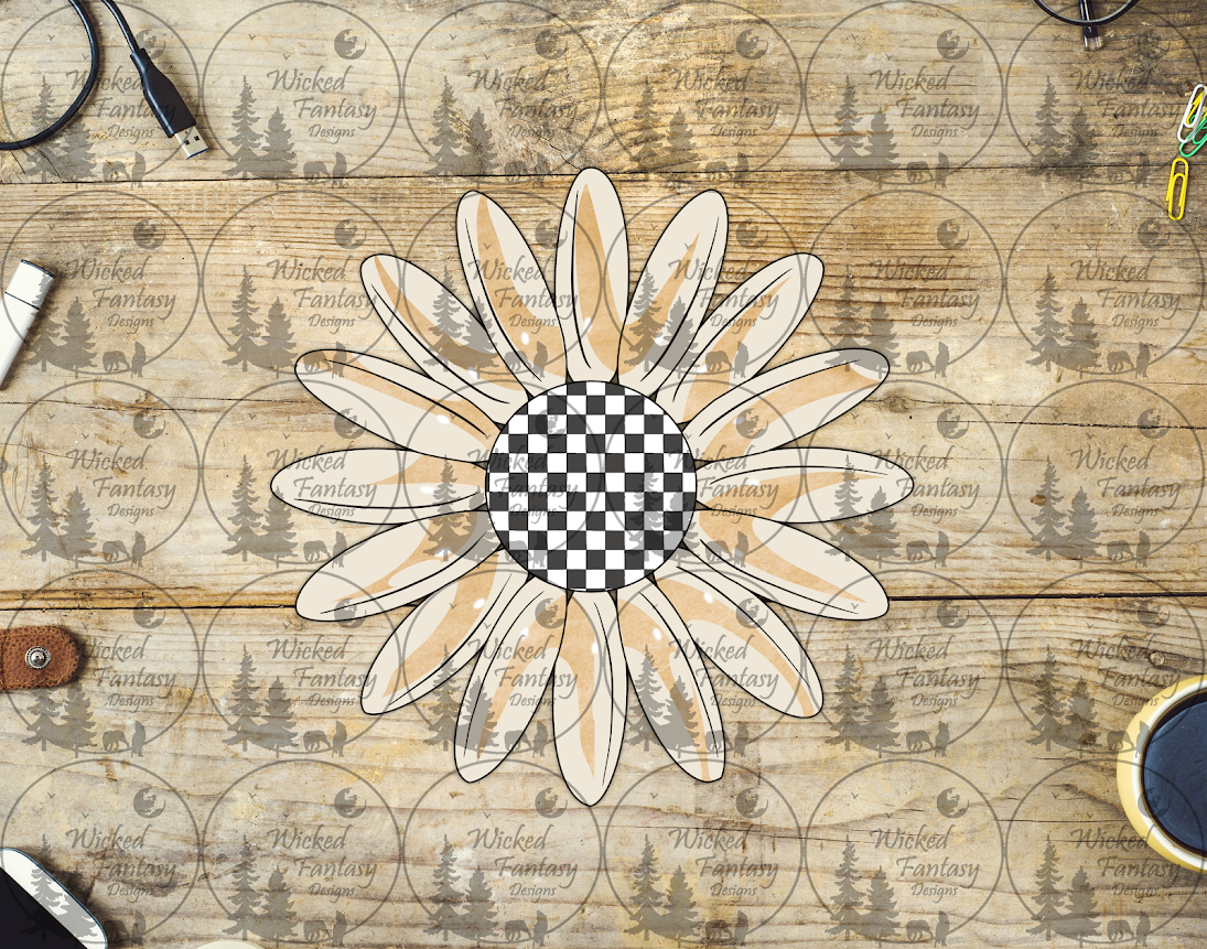 UVDTF Checkered Sunflower
