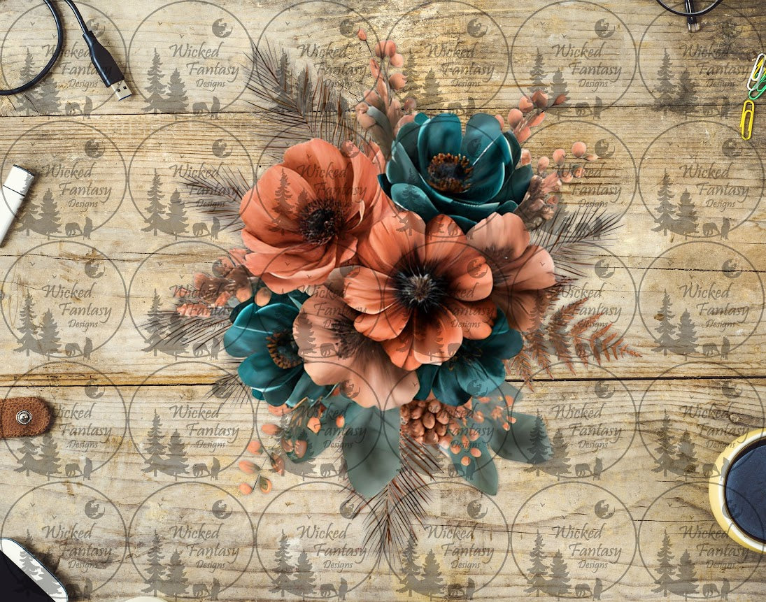 UVDTF Rust and Teal Bouquet