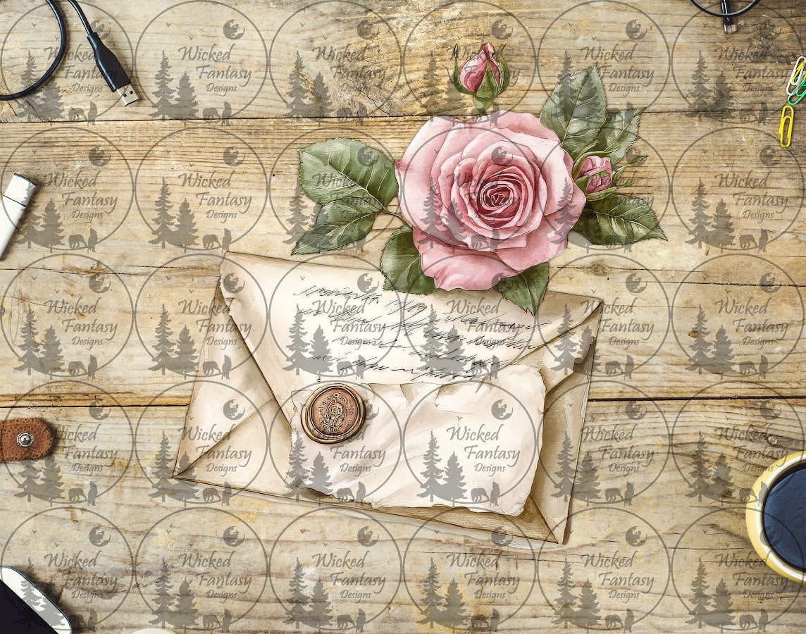 UVDTF Letter with Pink Rose