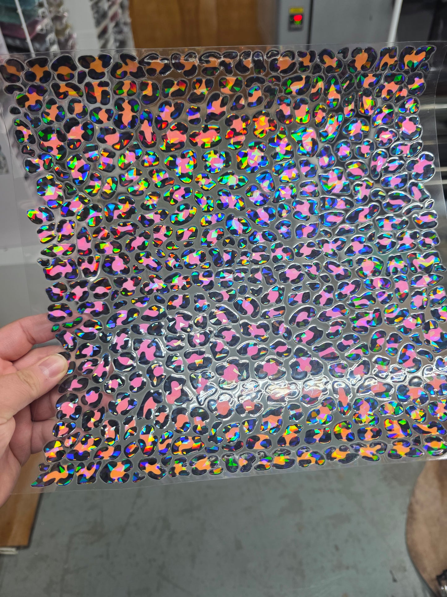 UVDTF Shattered Holographic Sunset Leopard Print 11"x11"