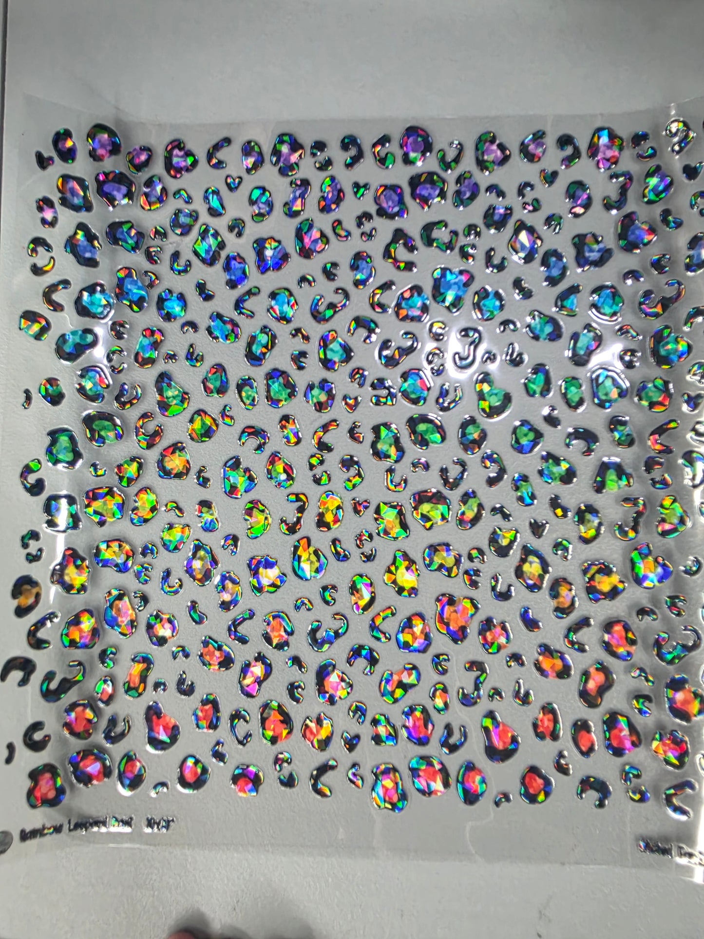 UVDTF Laser Holographic Rainbow Leopard 11"x11"