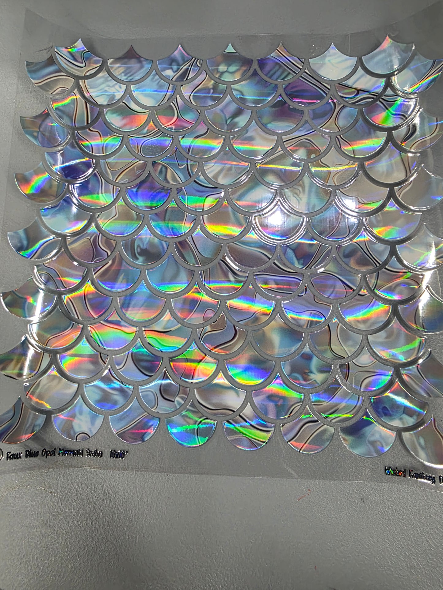 UVDTF Laser Holographic Blue Opal Mermaid Scales 11"x11"