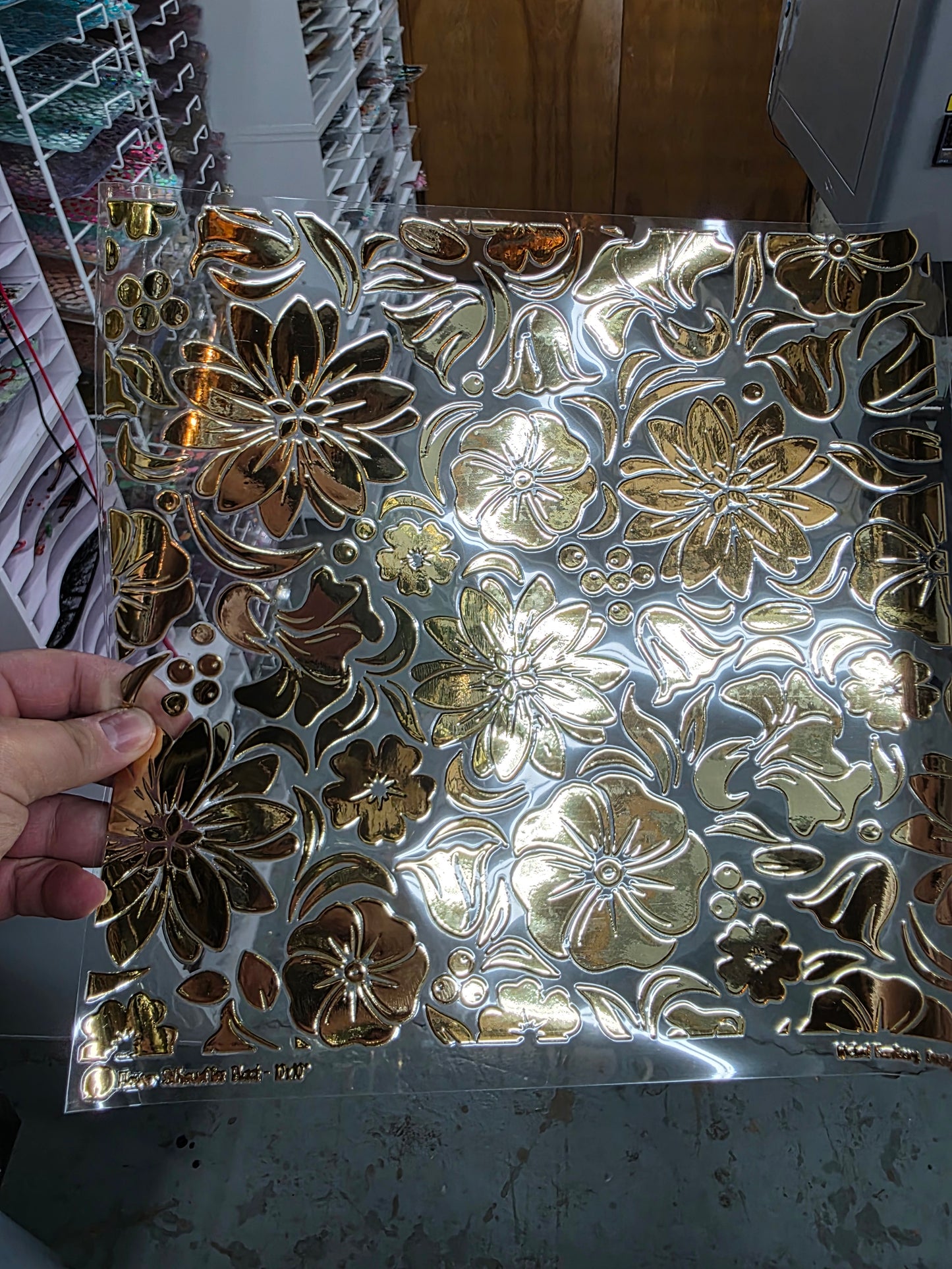 UVDTF Metallic Champagne Petunias 11"x11"