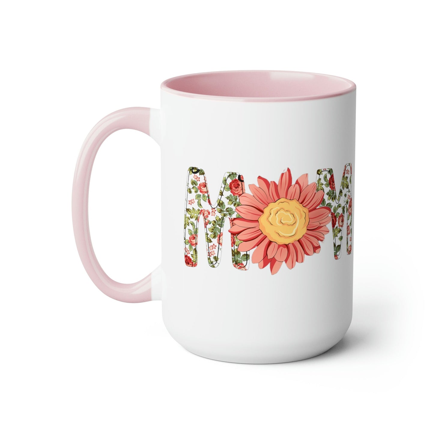 Mom Coral Sunflower Two-Tone Coffee Mug 15oz