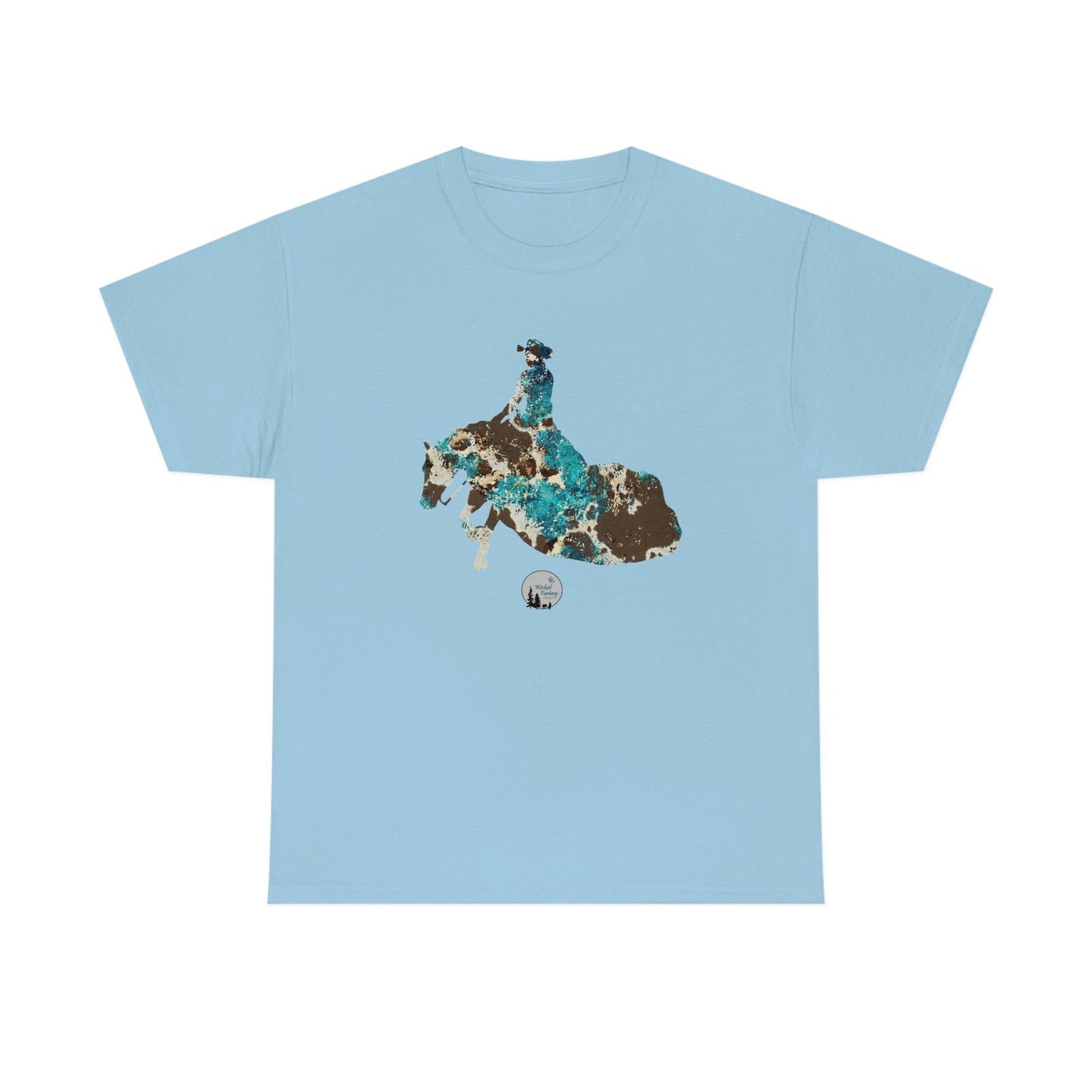 Teal Cowhide Leopard Reiner Sliding Stop Reining Horse Western Rustic Edgy Cute Heavy Cotton Tee