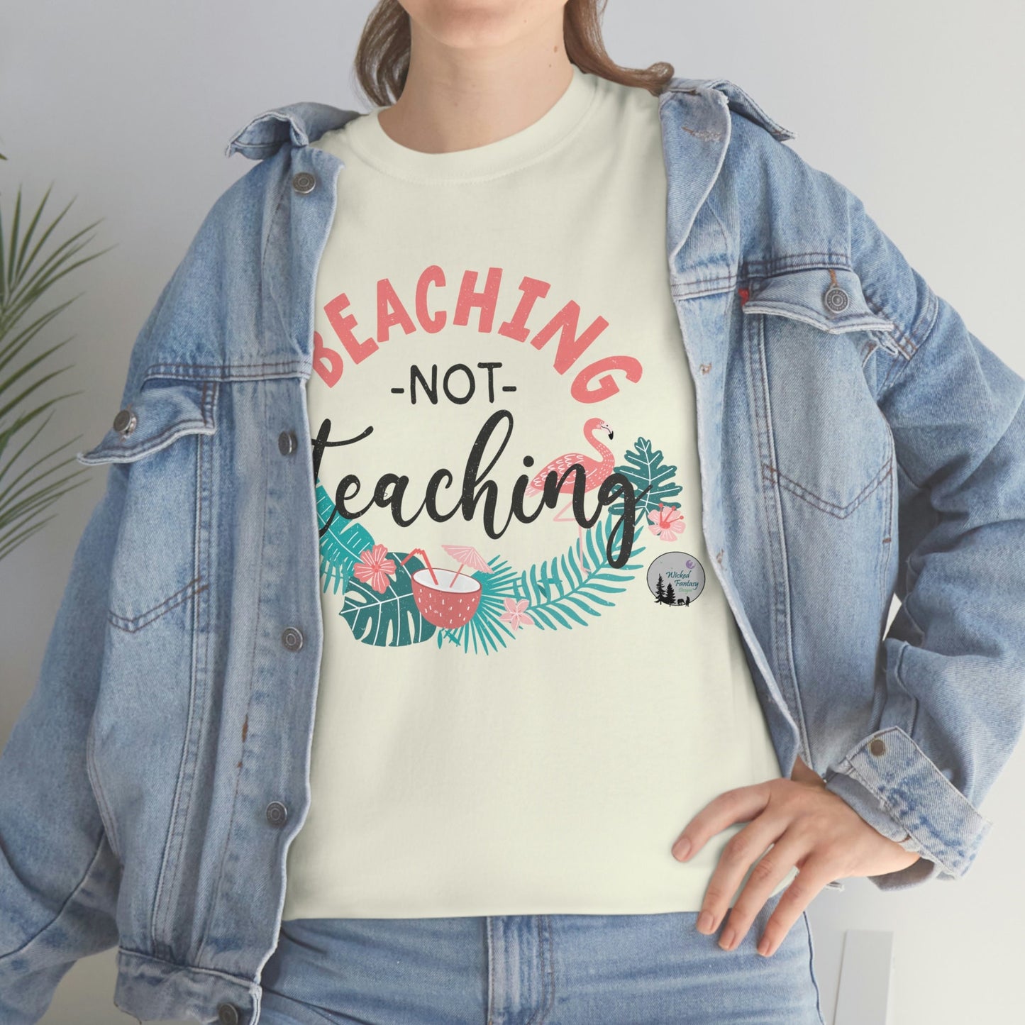 Beaching not Teaching Beach Cute Teacher Shirt Heavy Cotton Tee