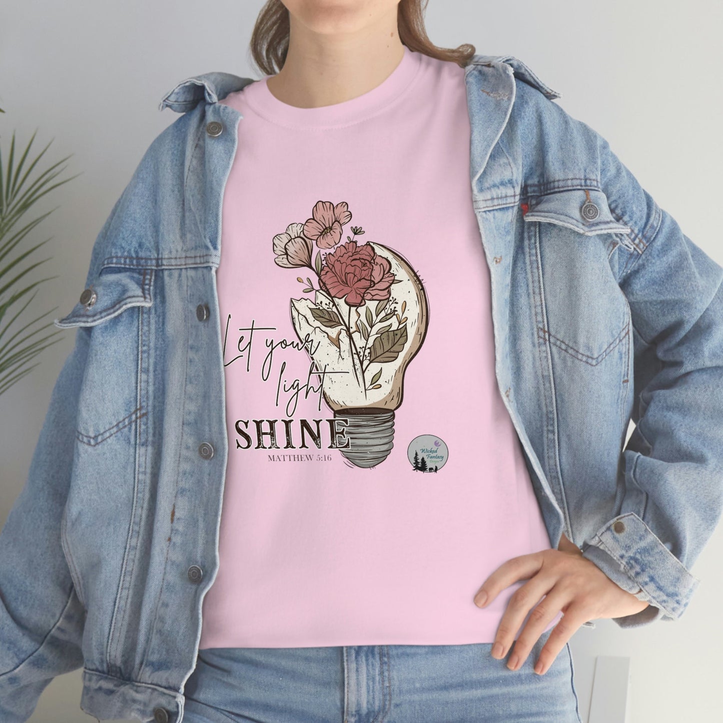 Let Your Light Shine Religious Cute Heavy Cotton Tee