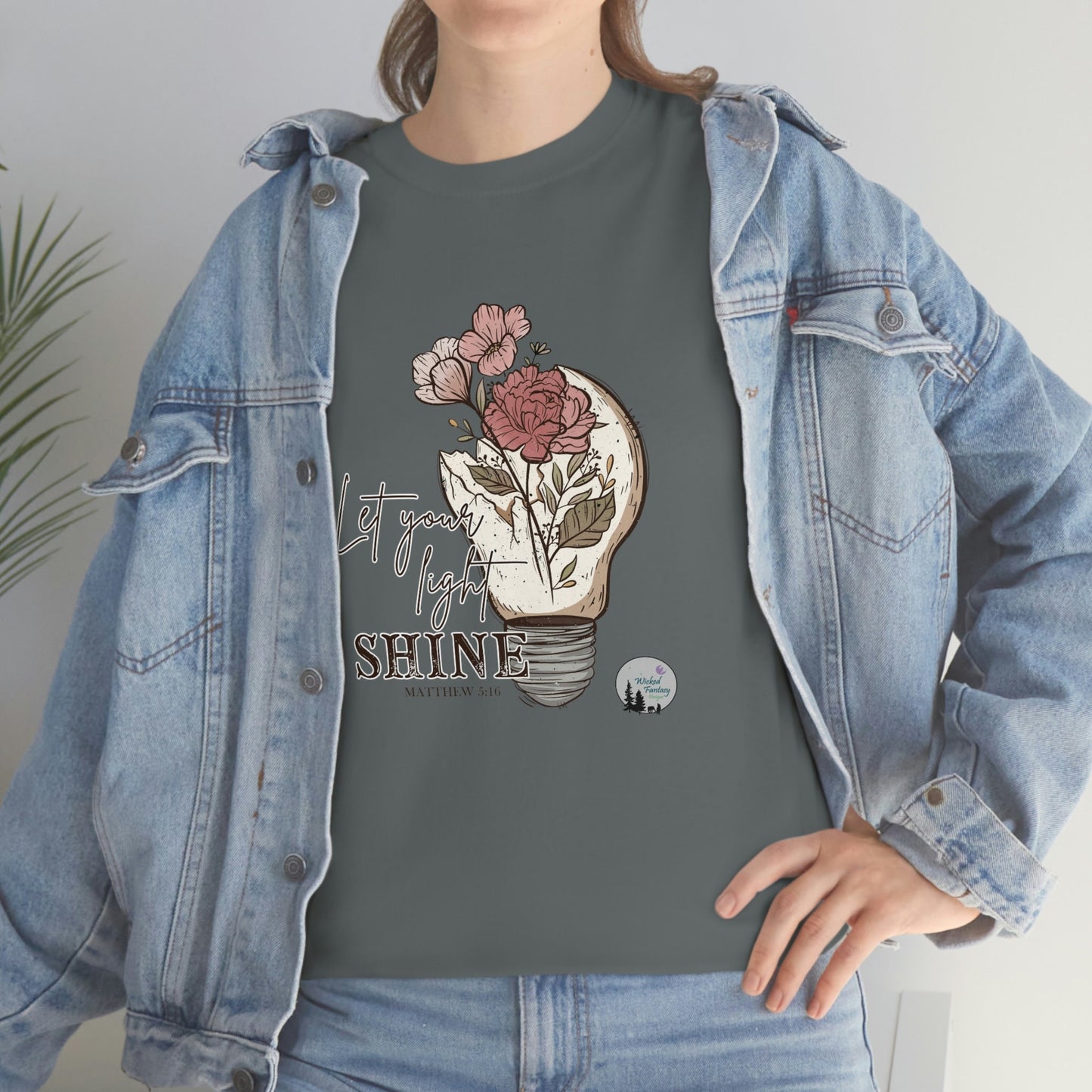 Let Your Light Shine Religious Cute Heavy Cotton Tee