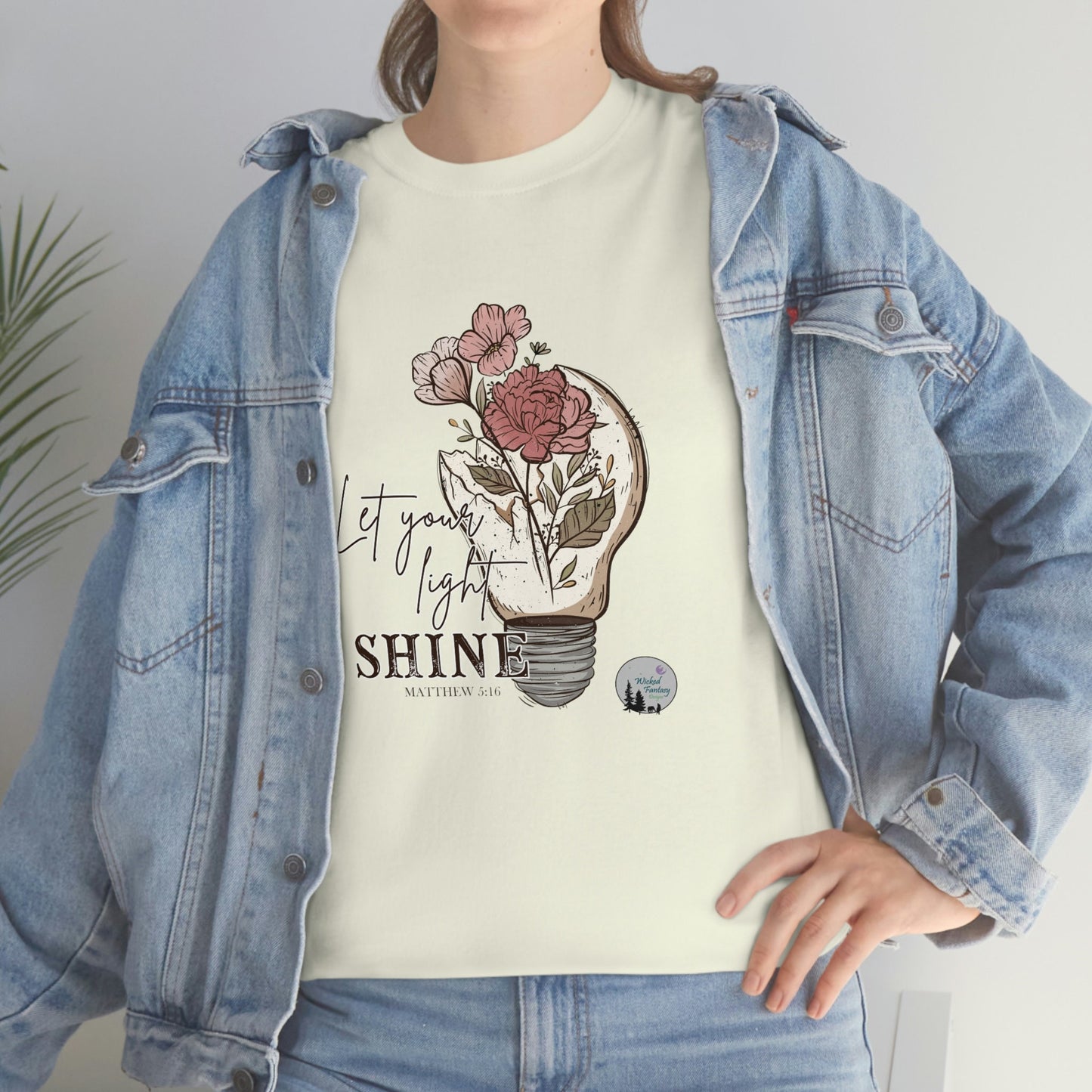 Let Your Light Shine Religious Cute Heavy Cotton Tee