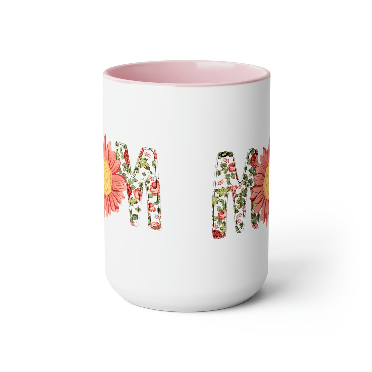 Mom Coral Sunflower Two-Tone Coffee Mug 15oz