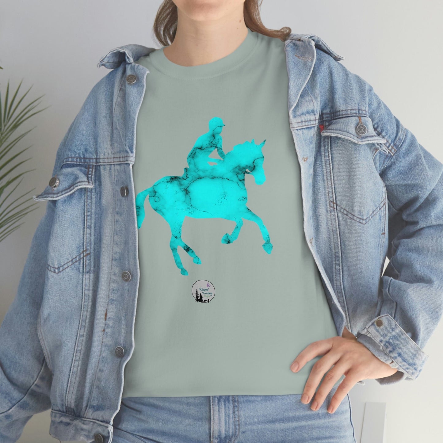 Turquoise Gemstone Eventing Horse Cross Country Horse English Edgy Cute Heavy Cotton Tee