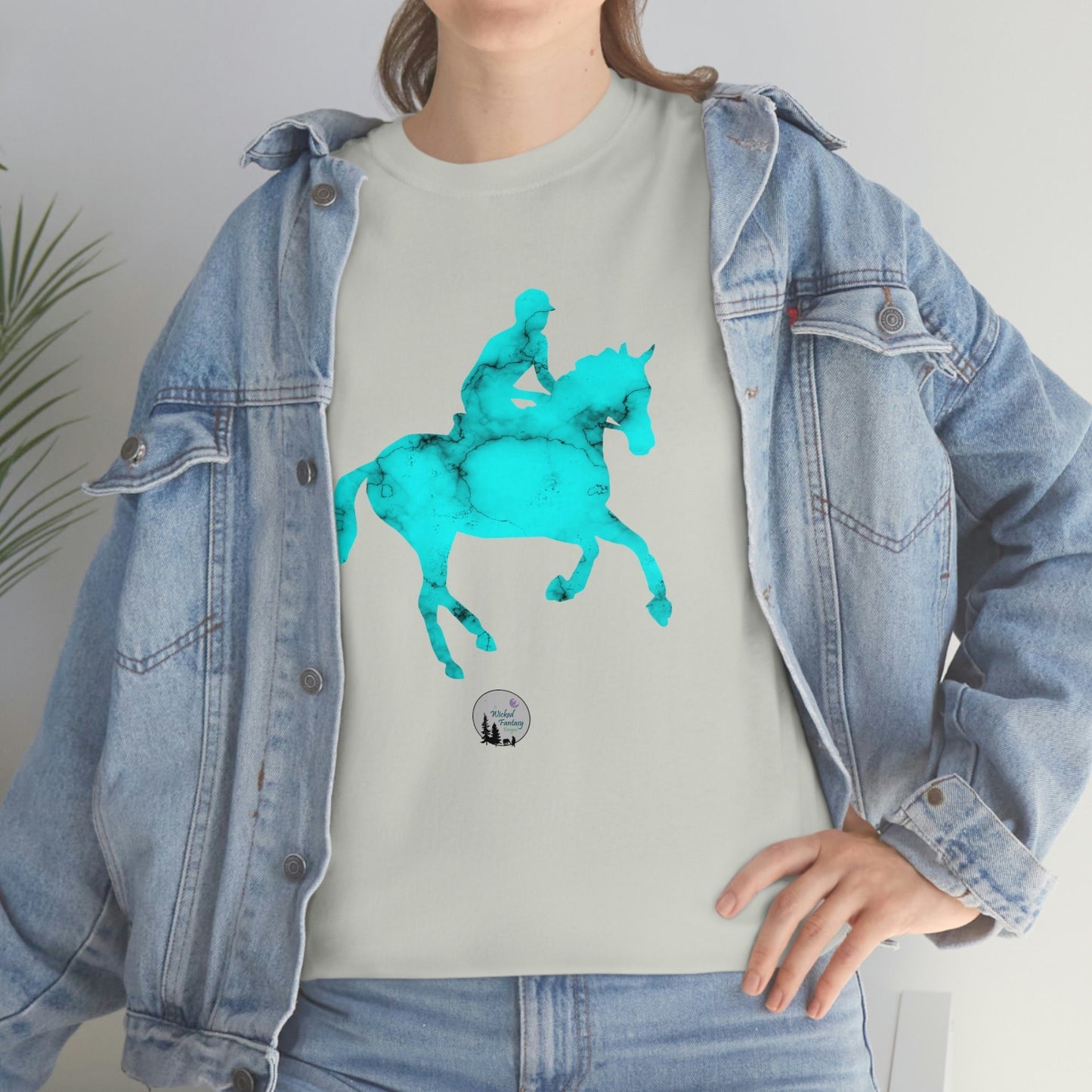 Turquoise Gemstone Eventing Horse Cross Country Horse English Edgy Cute Heavy Cotton Tee