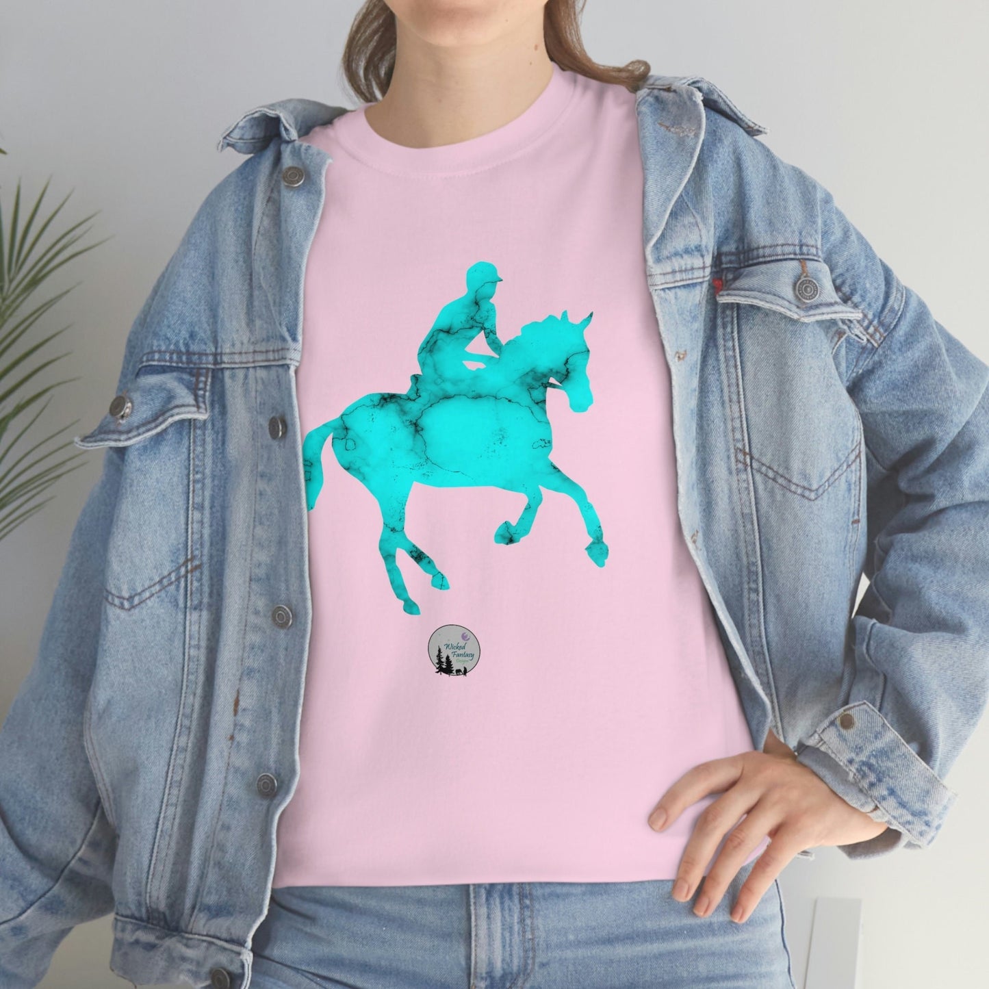 Turquoise Gemstone Eventing Horse Cross Country Horse English Edgy Cute Heavy Cotton Tee